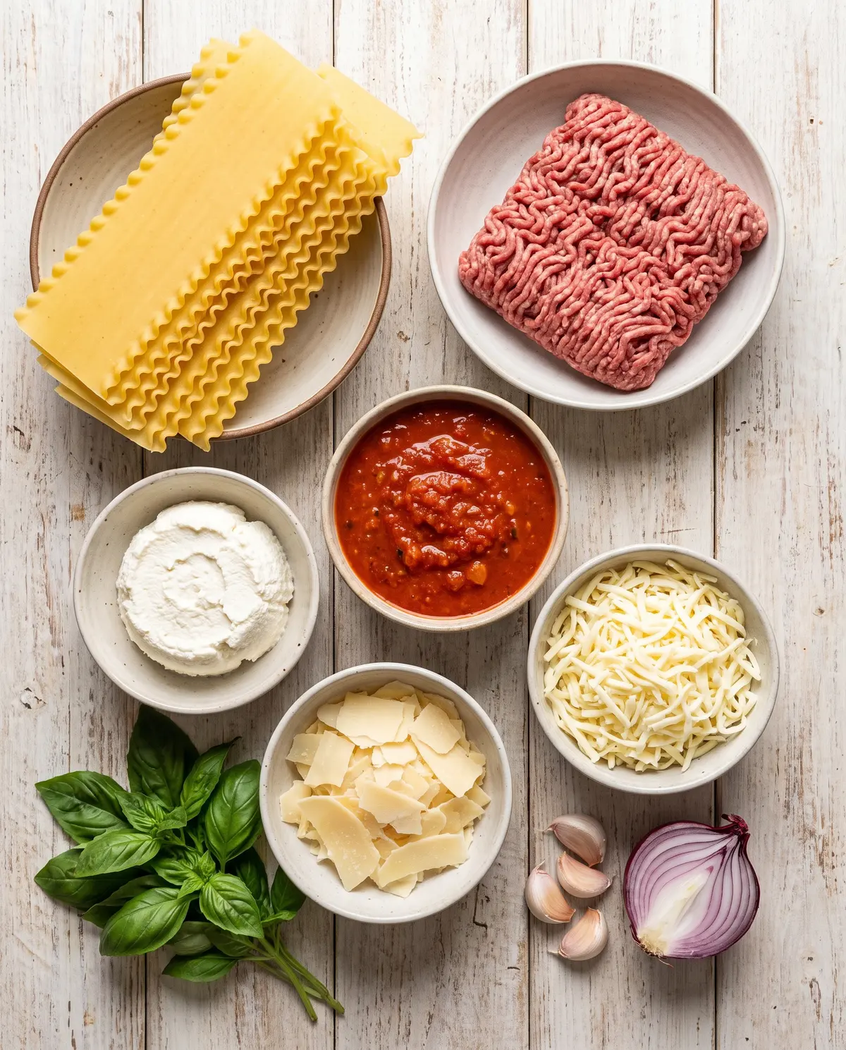 Ingredients for Classic Beef Lasagna Bolognese