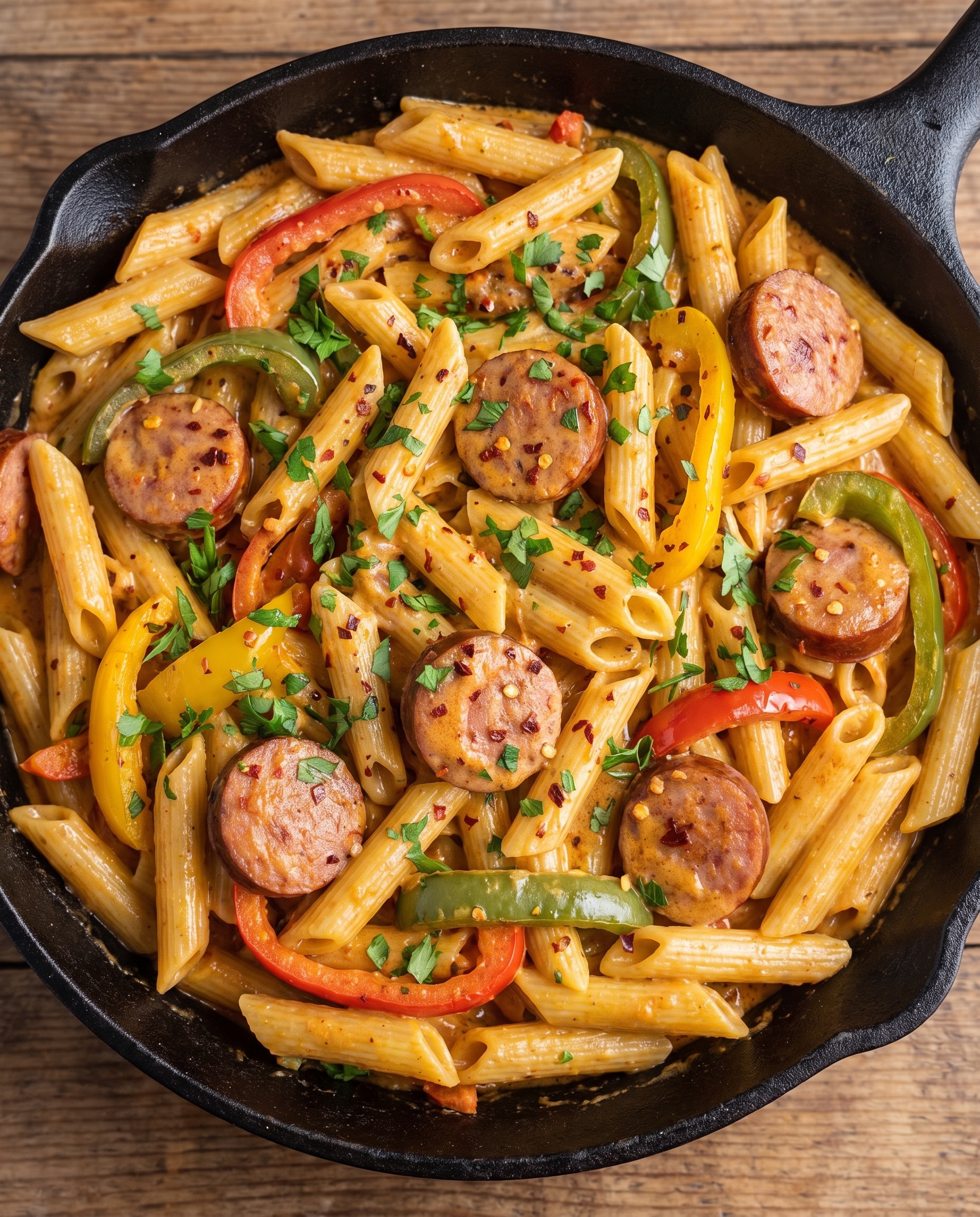 Creamy Cajun Sausage Pasta from above