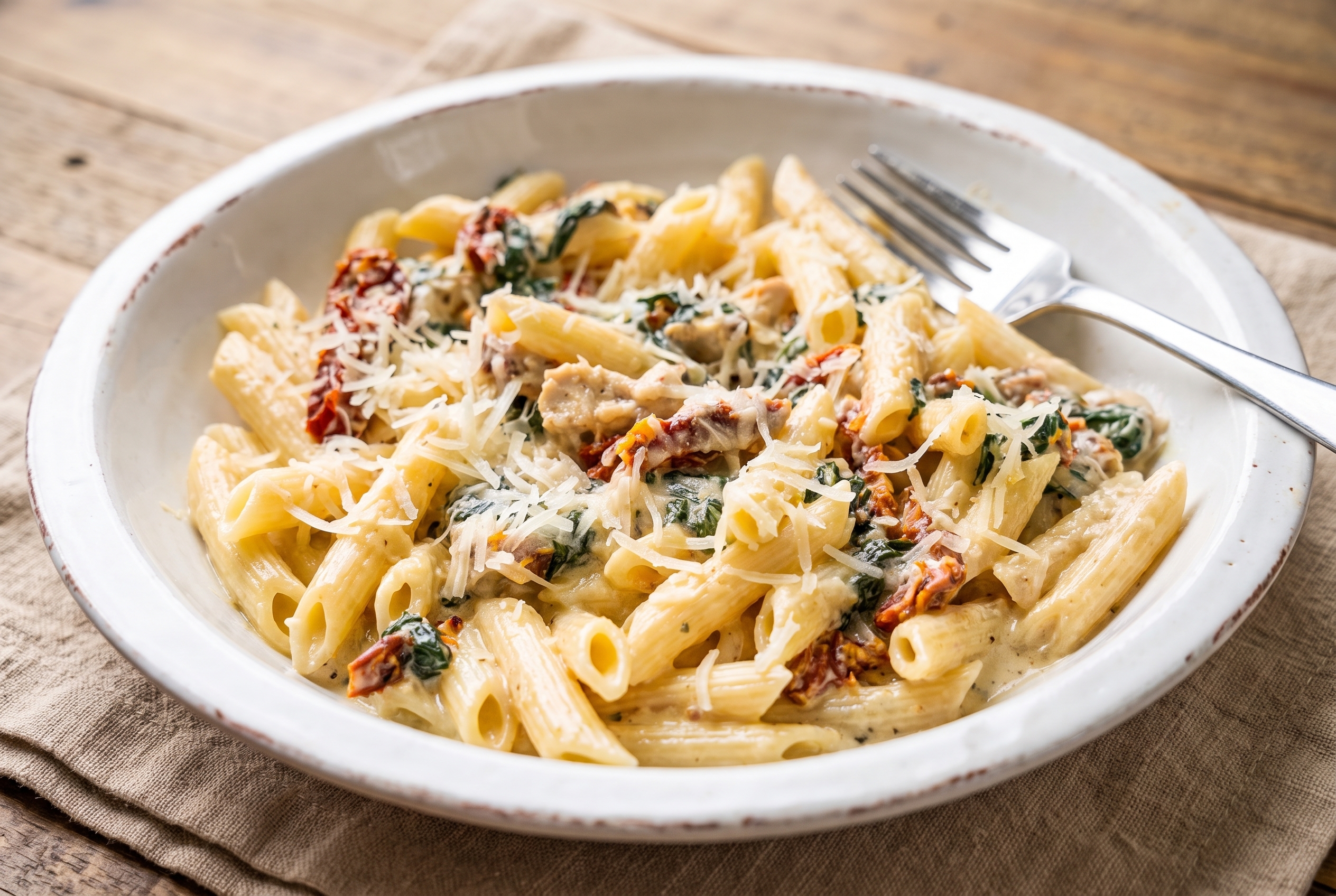 Creamy Garlic Turkey Pasta