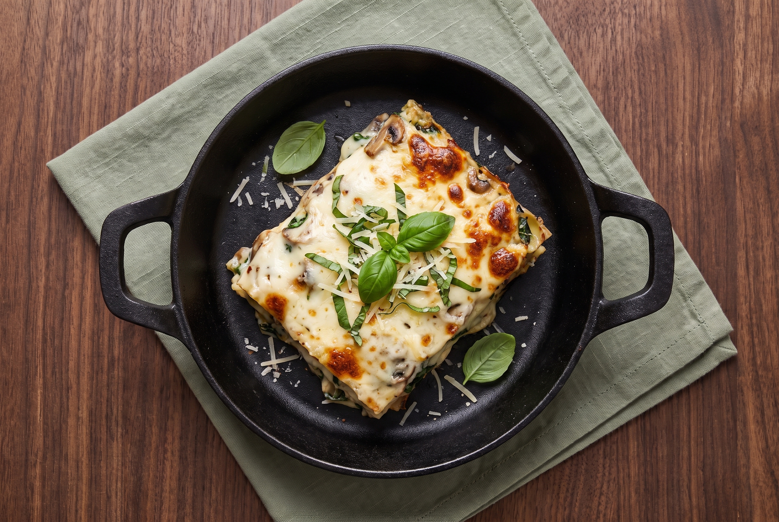 Top-down view of a slice of lasagna