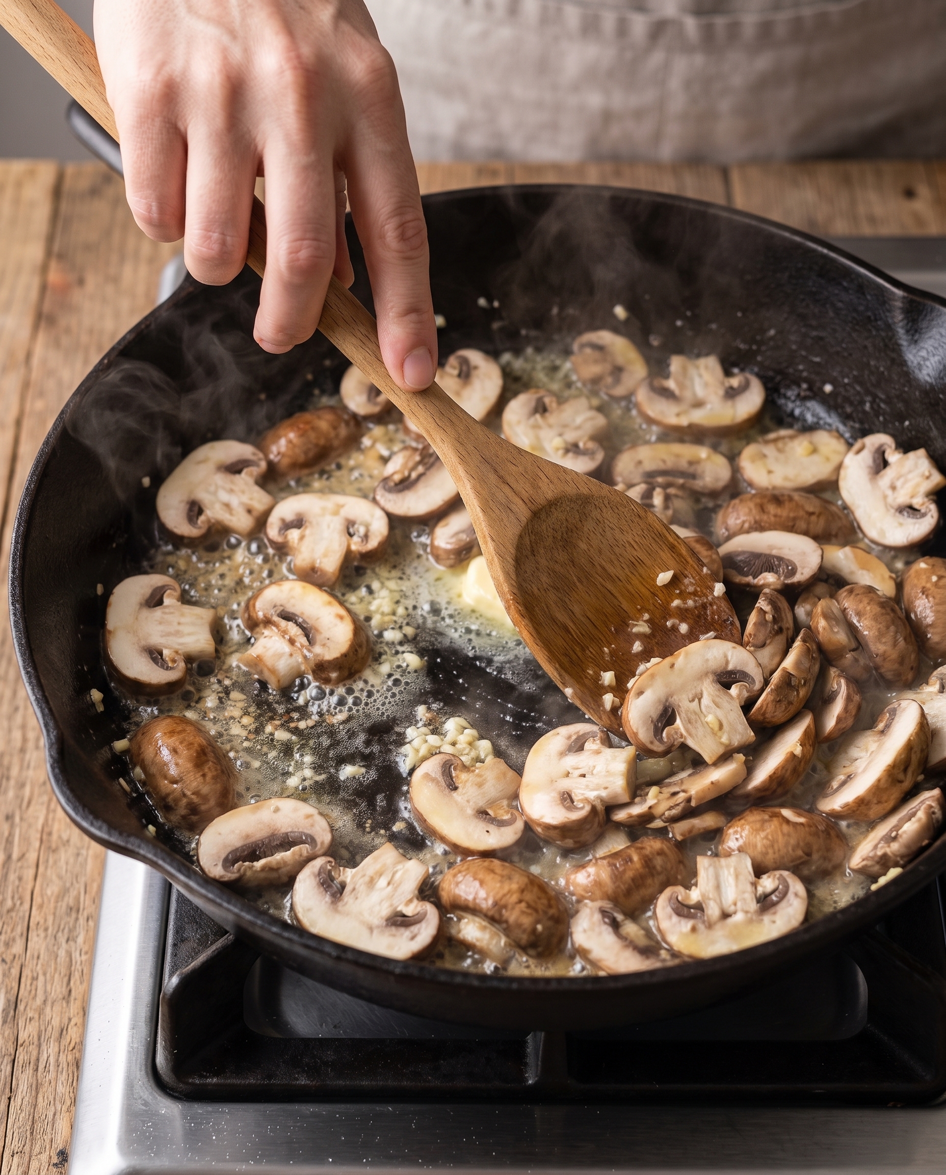 Cooking mushrooms for stroganoff