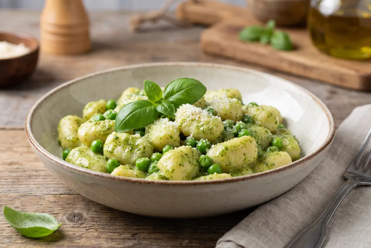 Creamy Pesto Gnocchi with Peas