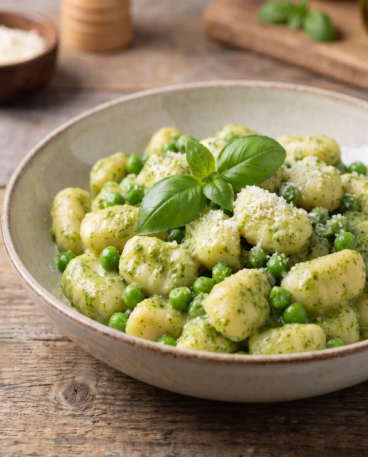 Creamy Pesto Gnocchi finished dish