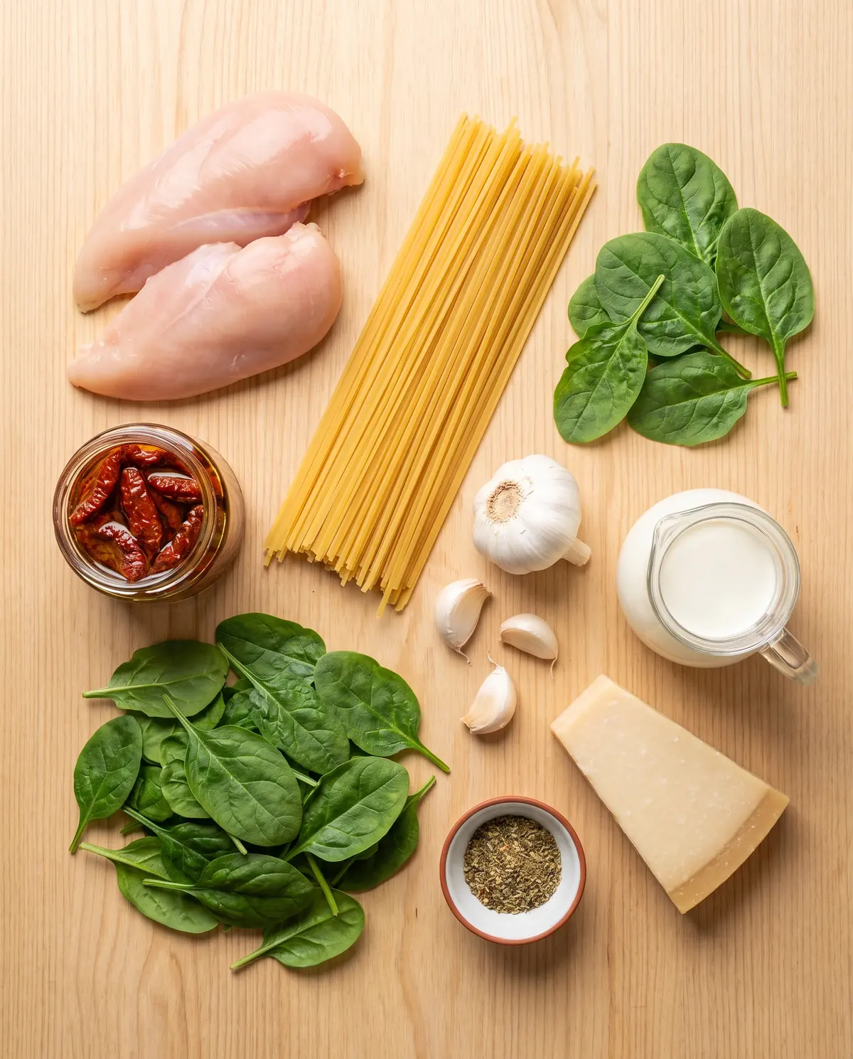 Ingredients for Creamy Tuscan Chicken Pasta