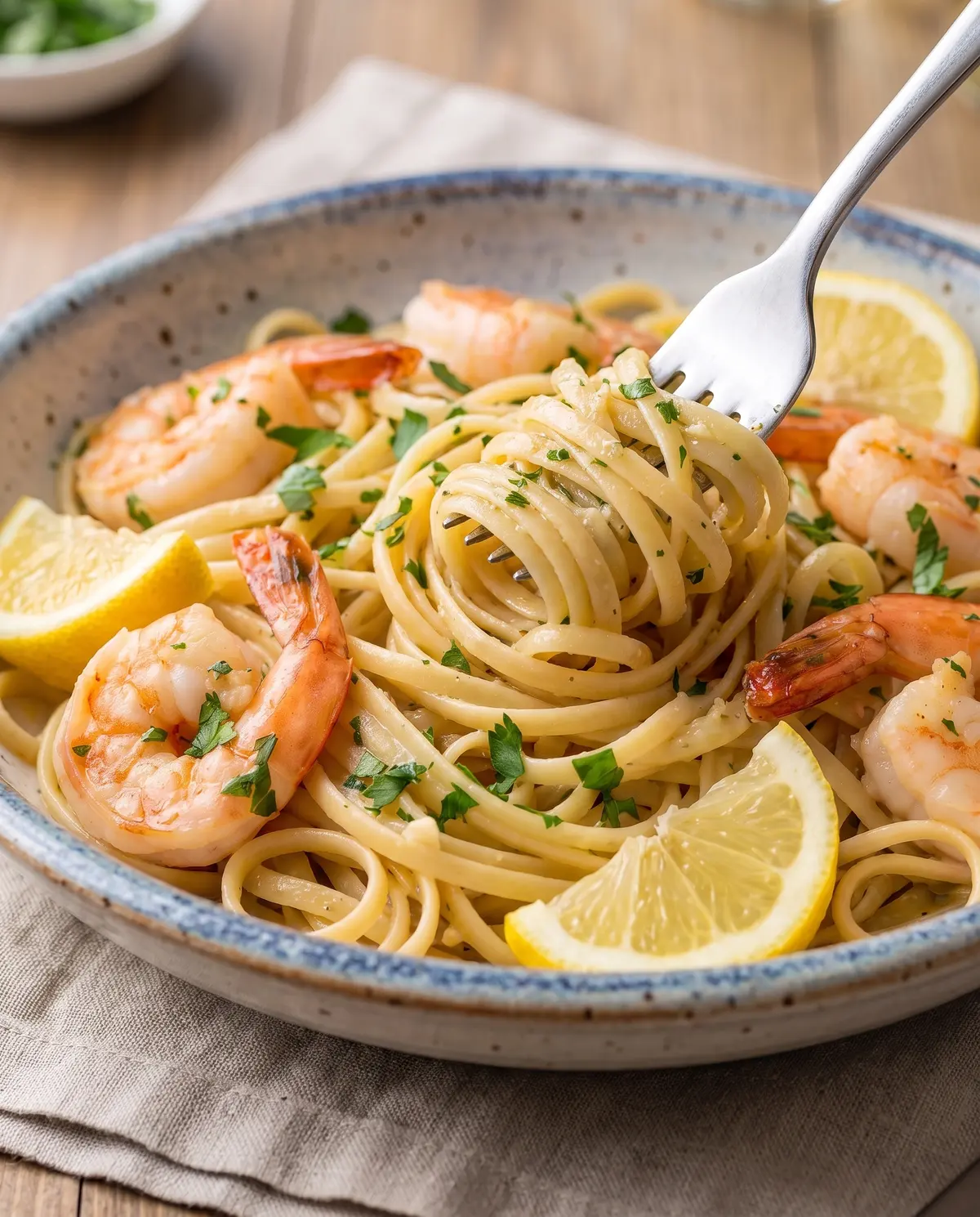 Shrimp Scampi Linguine finished dish