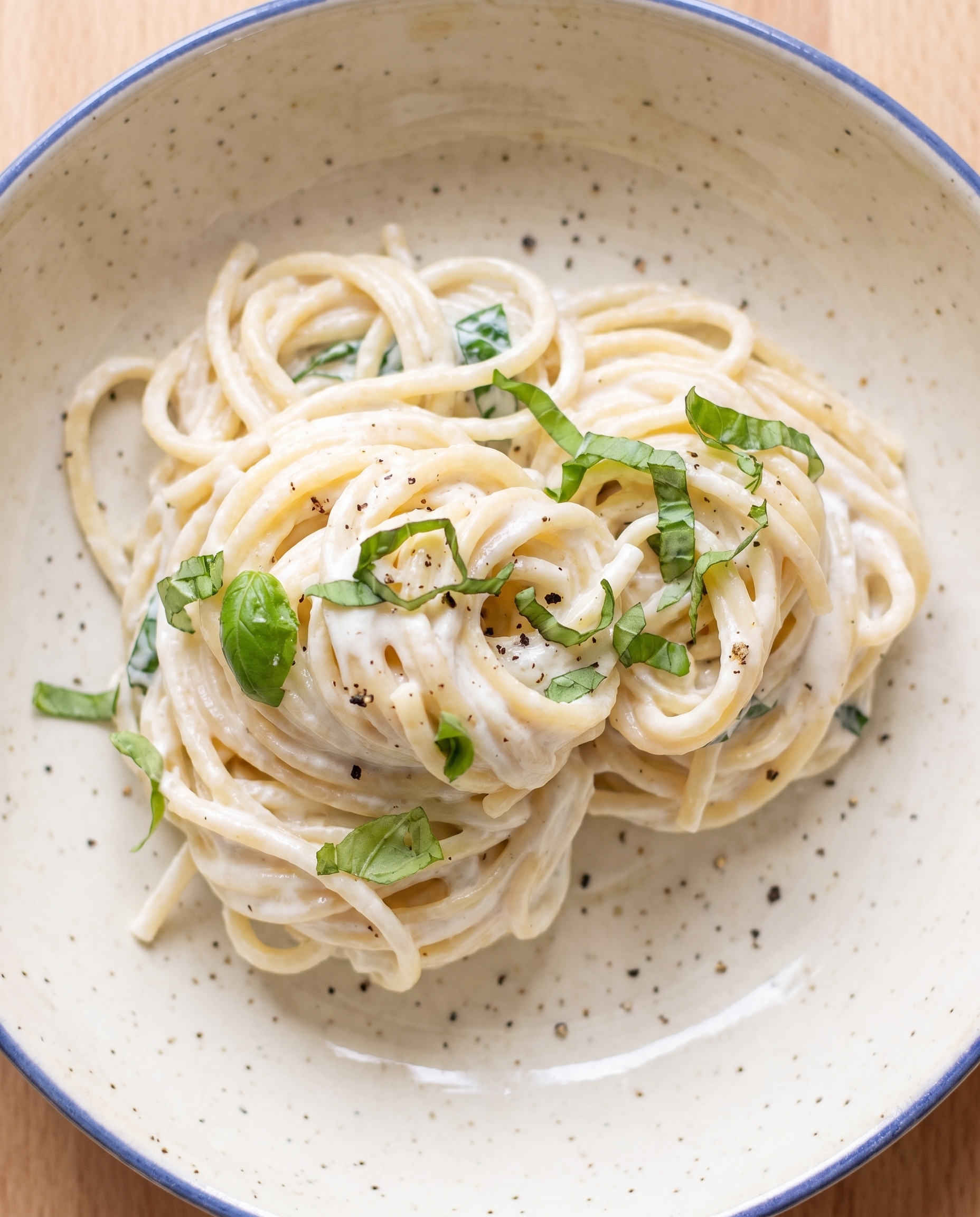 Lemon Ricotta Pasta with Basil from above
