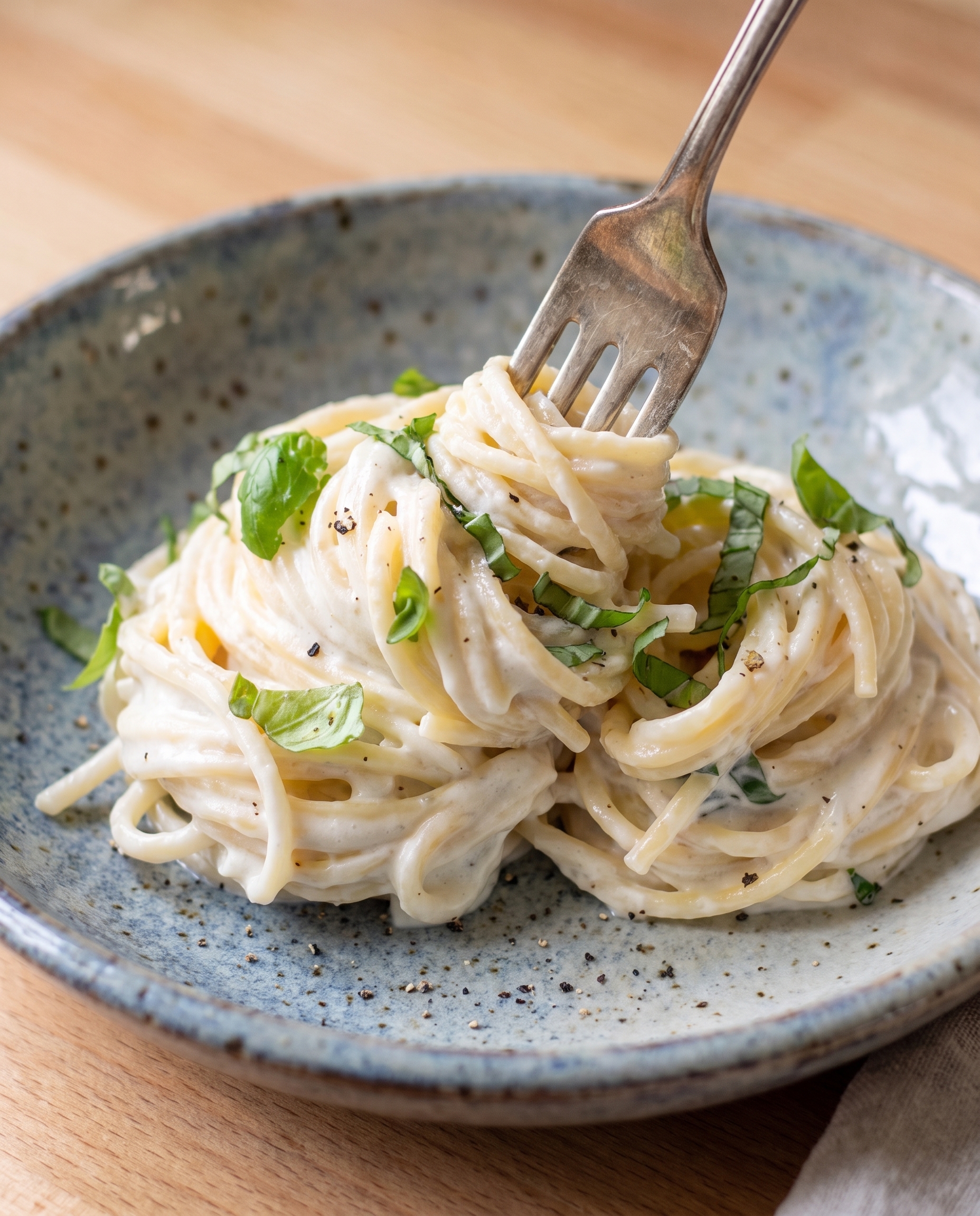 Lemon Ricotta Pasta with Basil finished dish