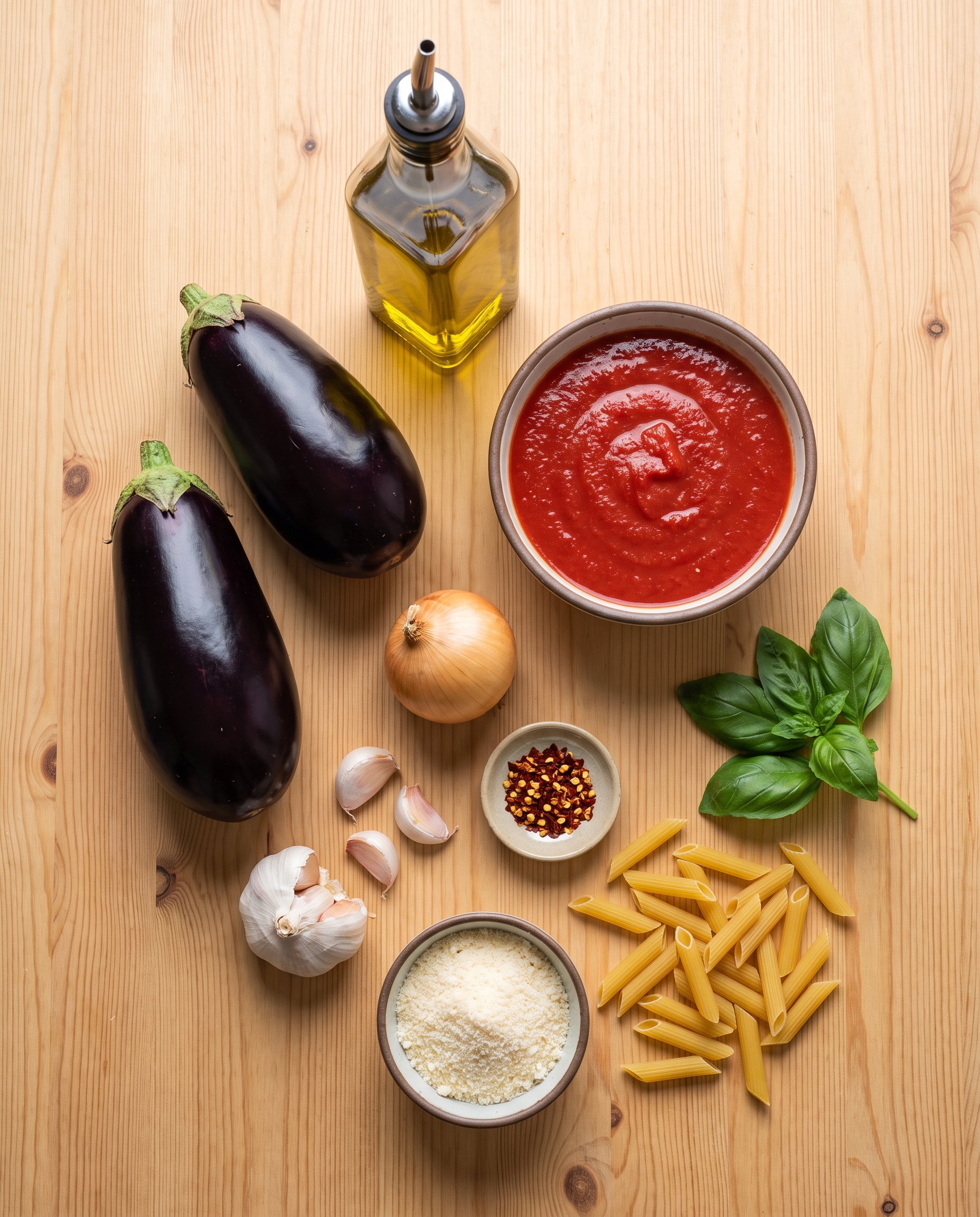 Ingredients for Penne alla Norma with Eggplant