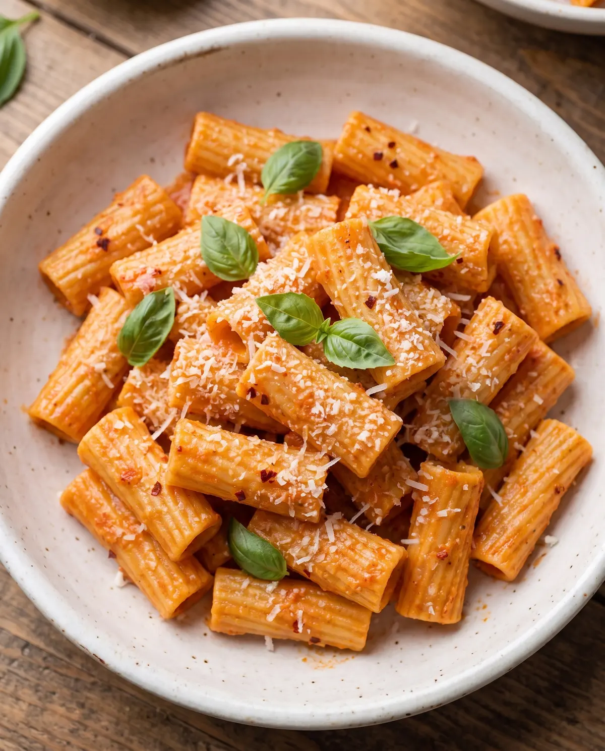 Spicy Vodka Rigatoni from above
