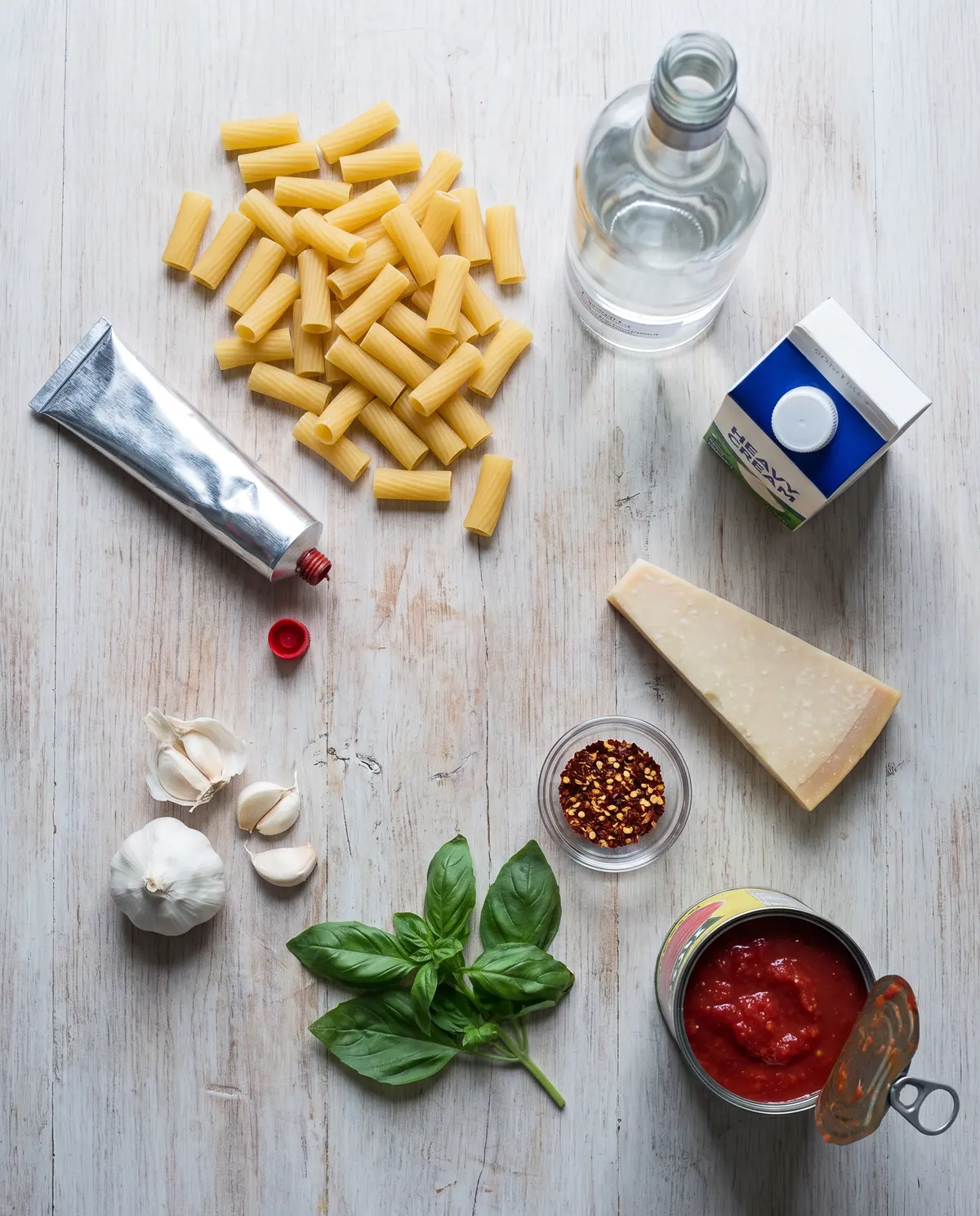 Ingredients for Spicy Vodka Rigatoni