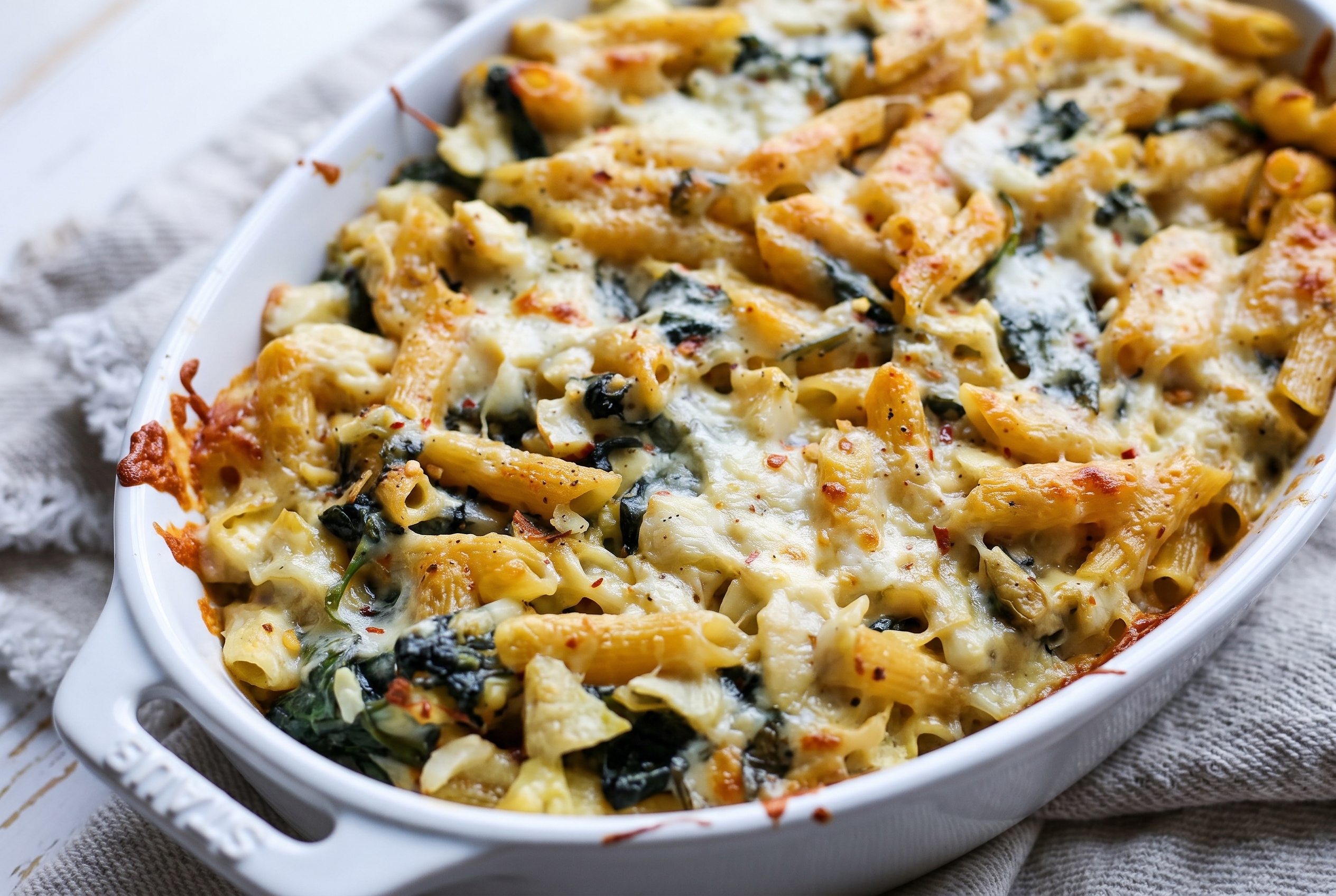 Spinach Artichoke Baked Pasta