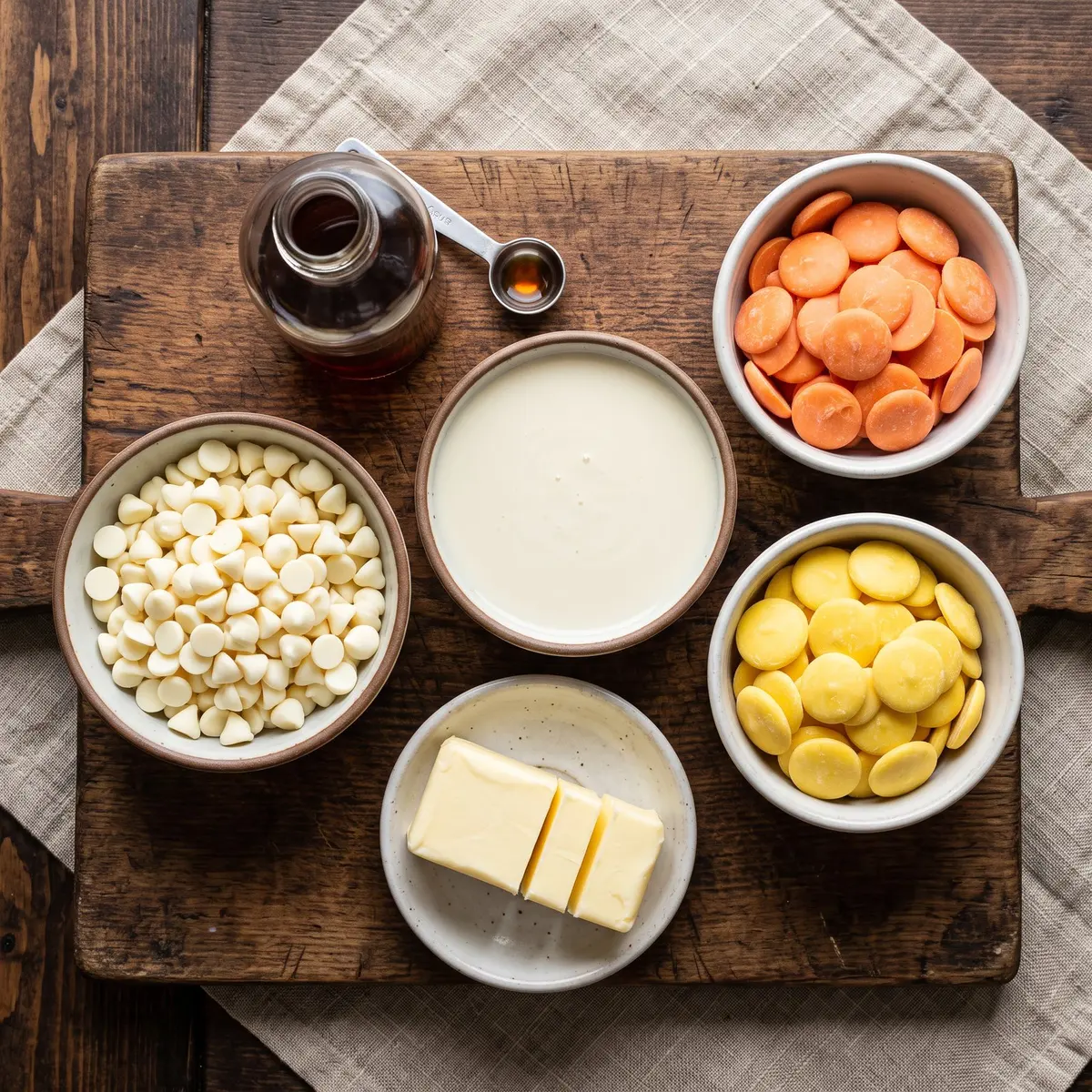 Ingredients for Candy Corn Fudge