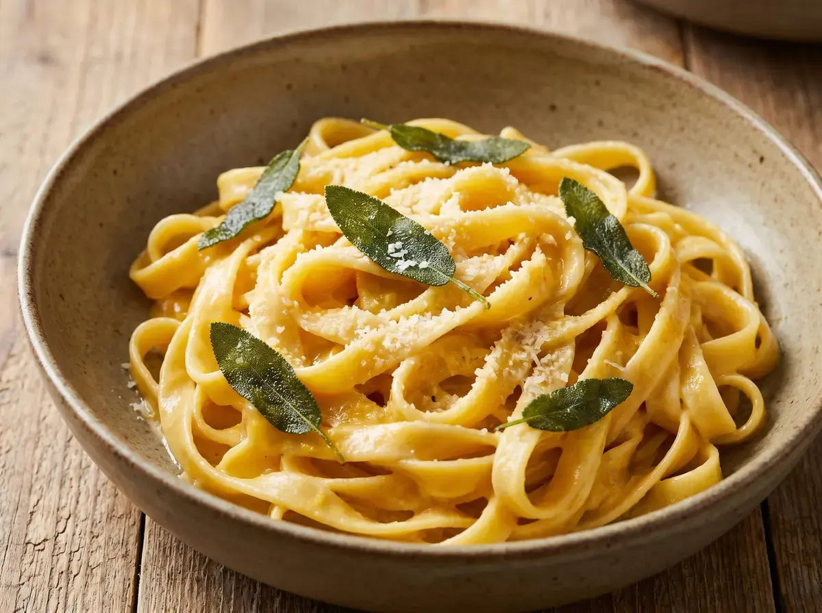 Butternut Squash Fettuccine Alfredo with Crispy Sage