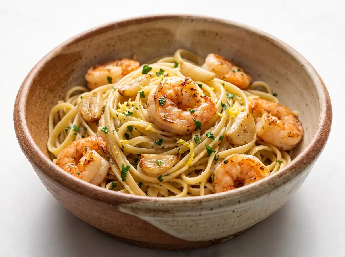 Lemon Garlic Shrimp Linguine