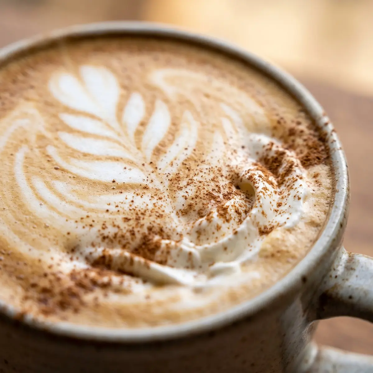 A close-up detail of Homemade Pumpkin Spice Latte