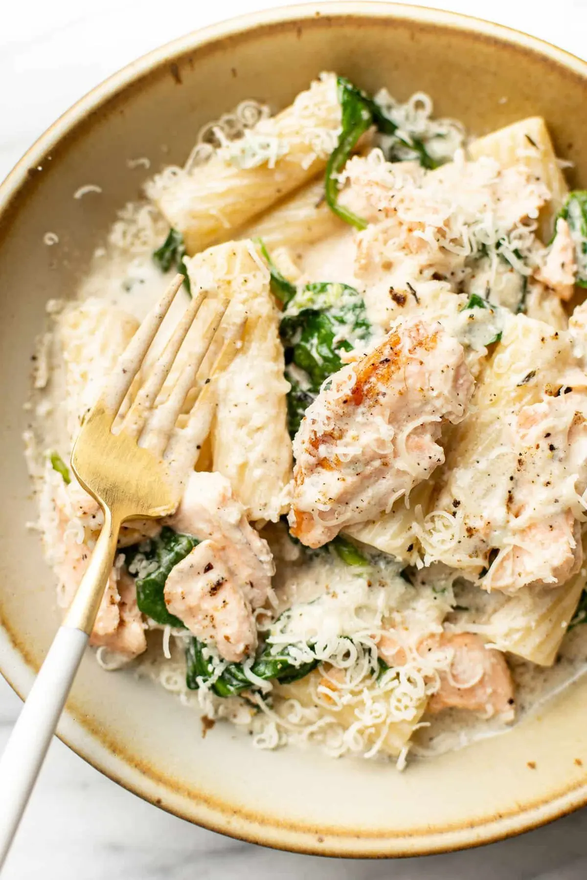 Lemon Spinach Salmon Pasta • Salt & Lavender
