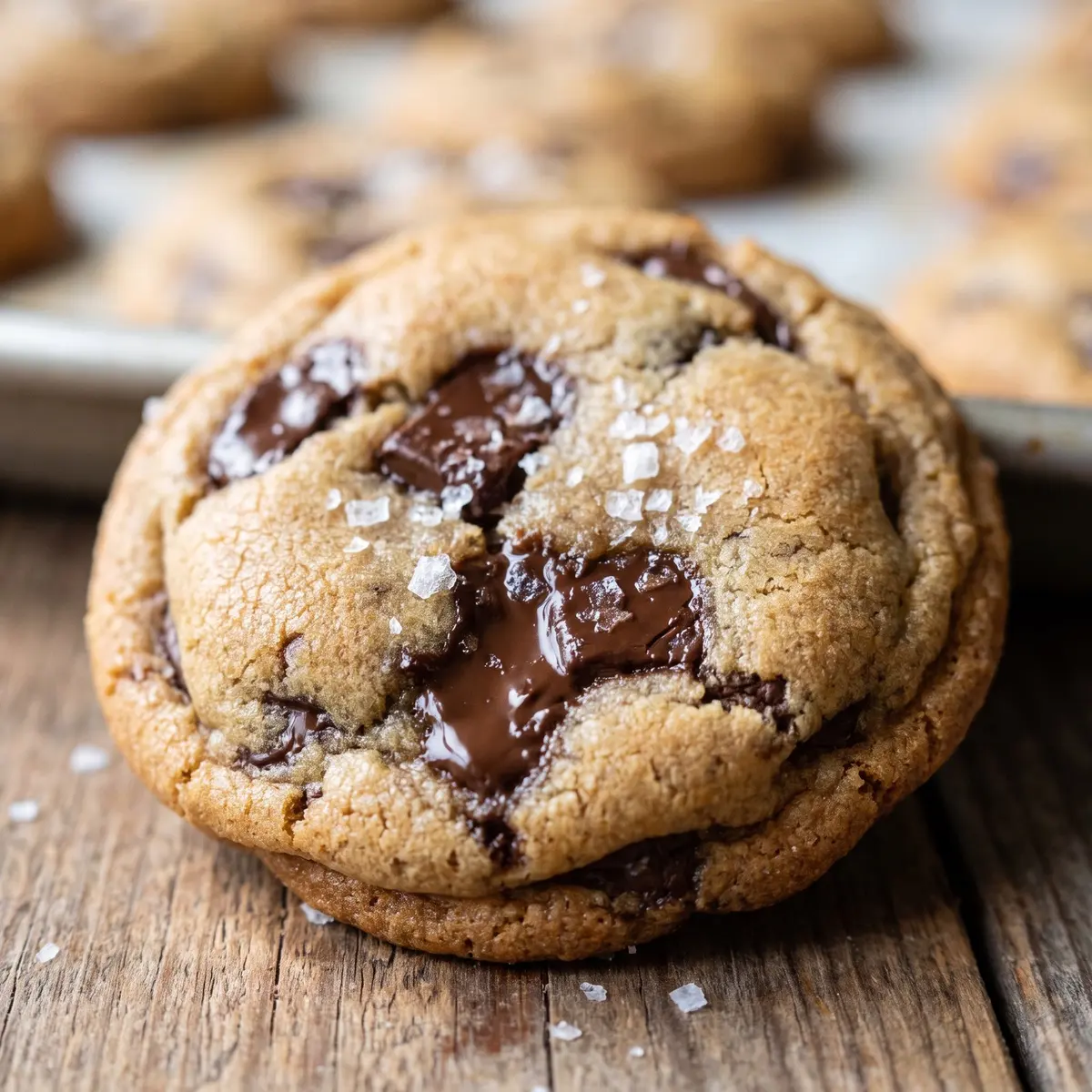 A close-up detail of Brown Butter Chocolate Chip Cookies