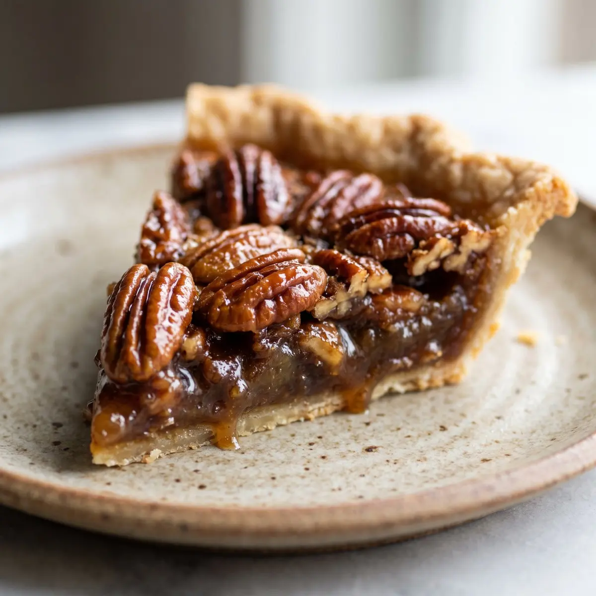 A close-up detail of Maple Pecan Pie