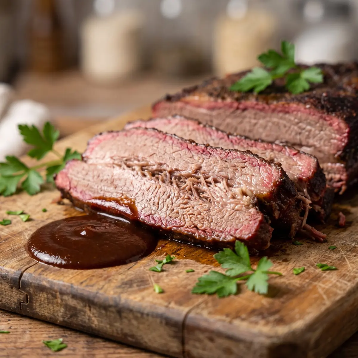 A close-up detail of Crock Pot BBQ Beef Brisket