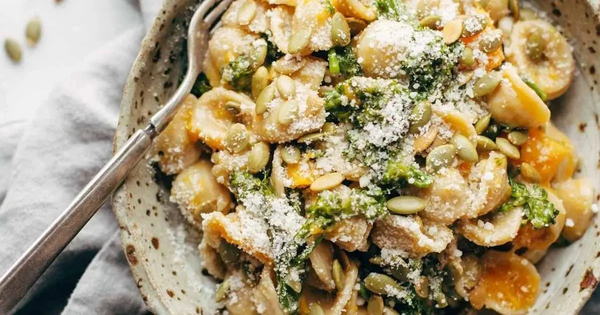 Creamy Parmesan Orecchiette with Butternut Squash and Broccolini