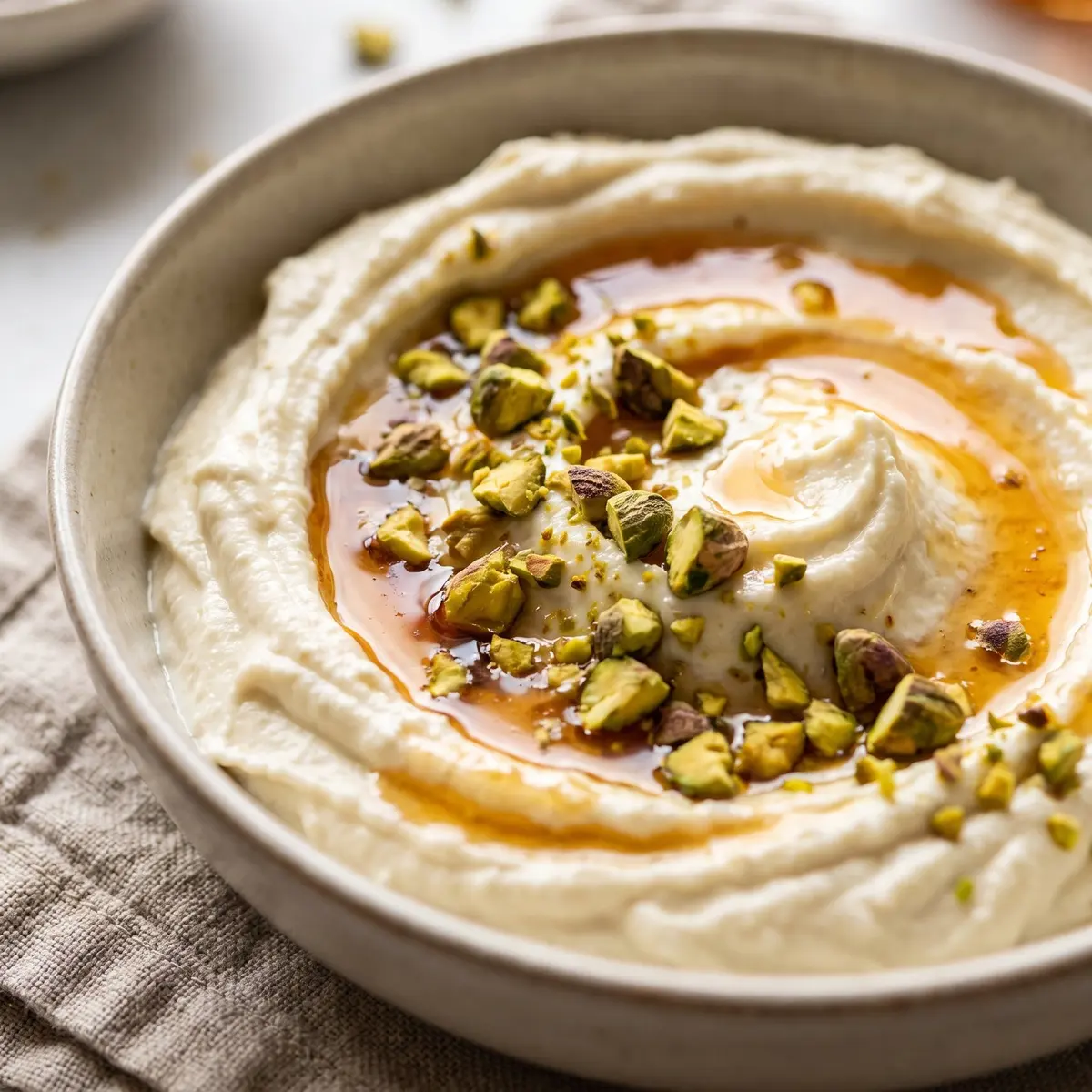 A close-up detail of Whipped Feta Honey Dip