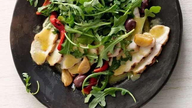 Grilled Chicken Salad with Garlic Confit