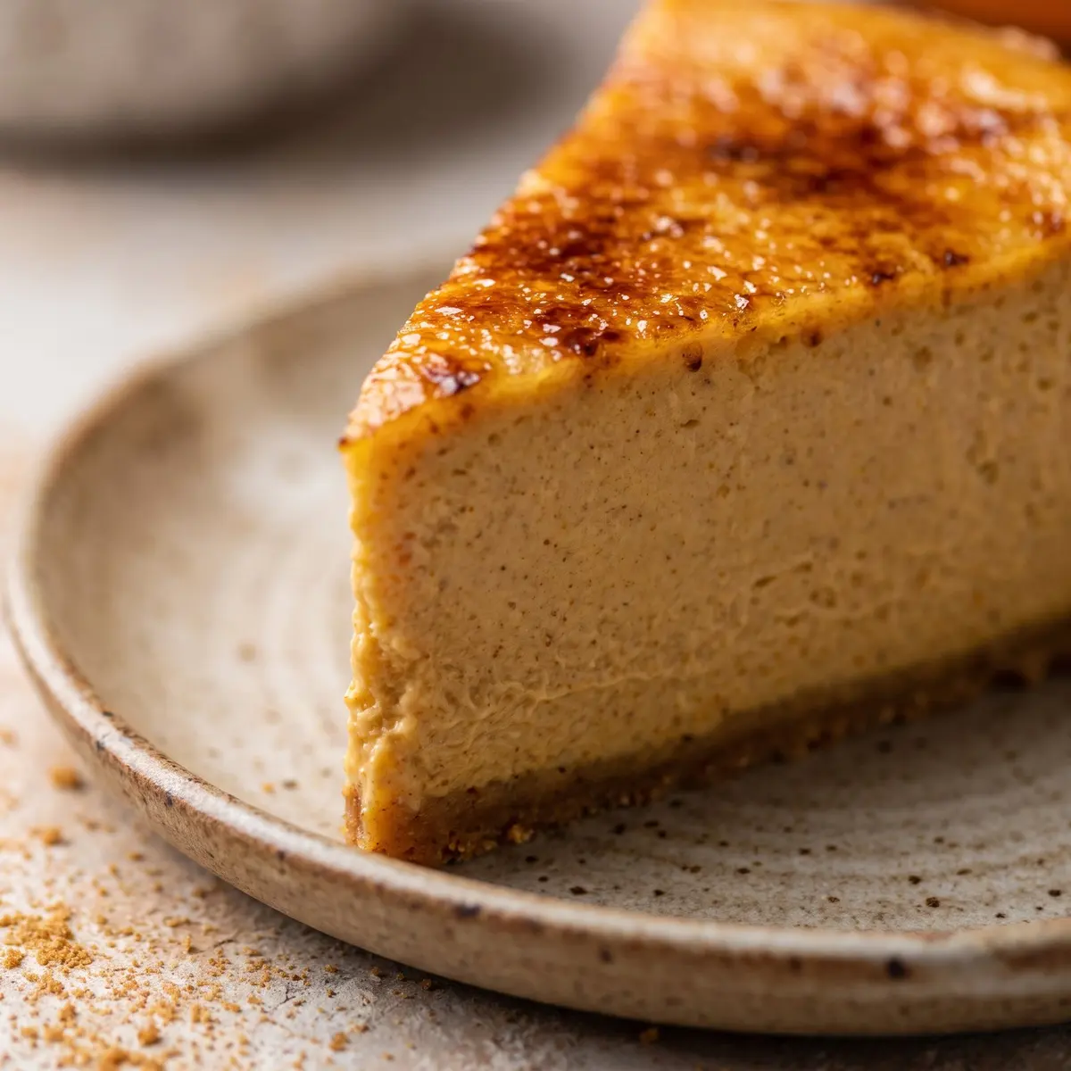 A close-up detail of Pumpkin Cheesecake
