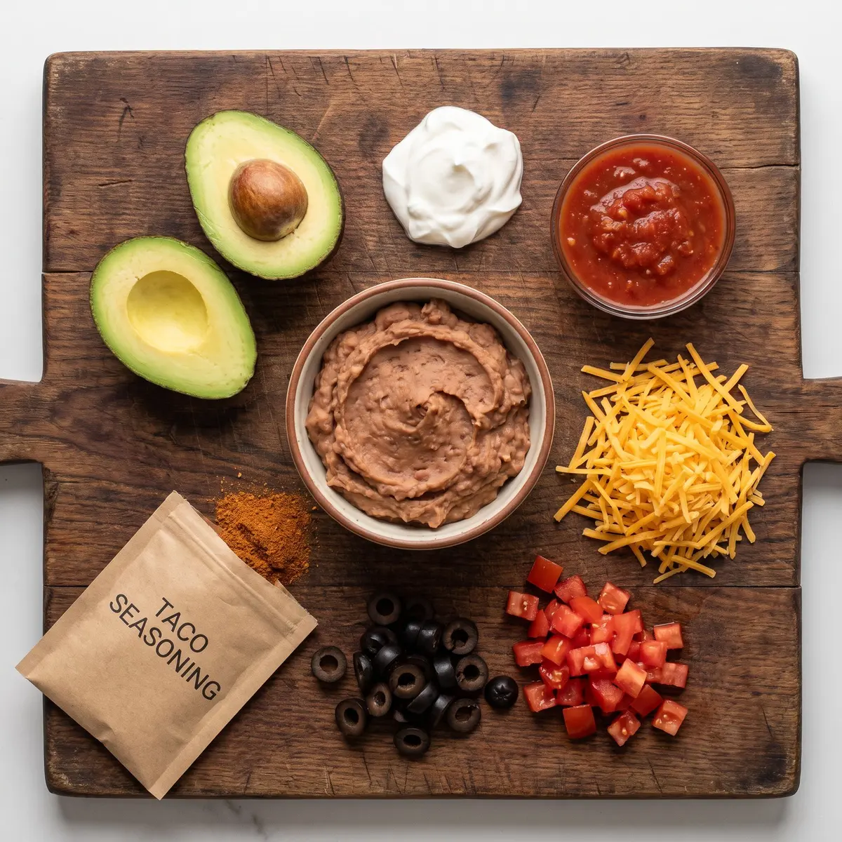 Ingredients for Spider Web Taco Dip