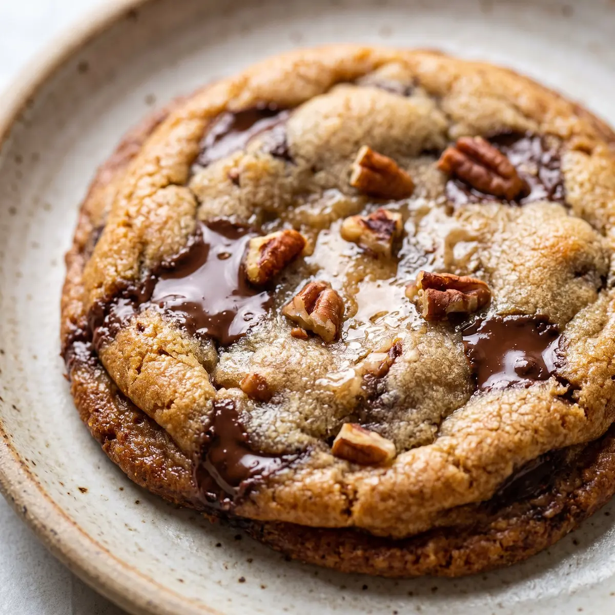 A close-up detail of Brown Butter Chocolate Chip Cookies