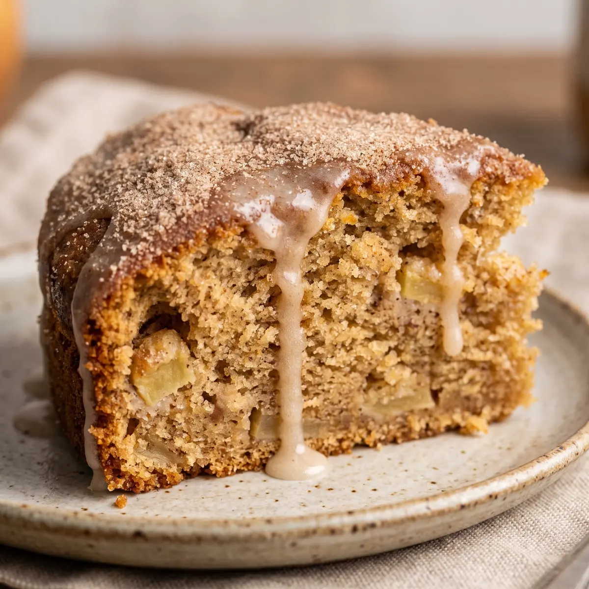 A close-up detail of Apple Cider Donut Cake