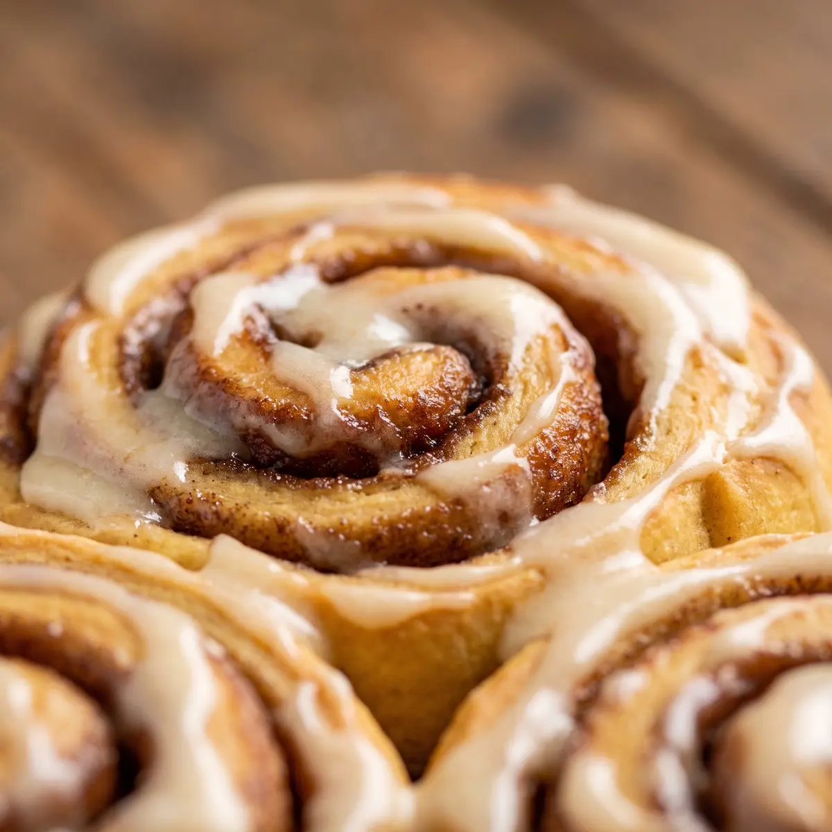A close-up detail of Pumpkin Spice Cinnamon Rolls