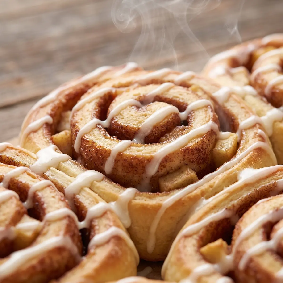 A close-up detail of Apple Cinnamon Rolls