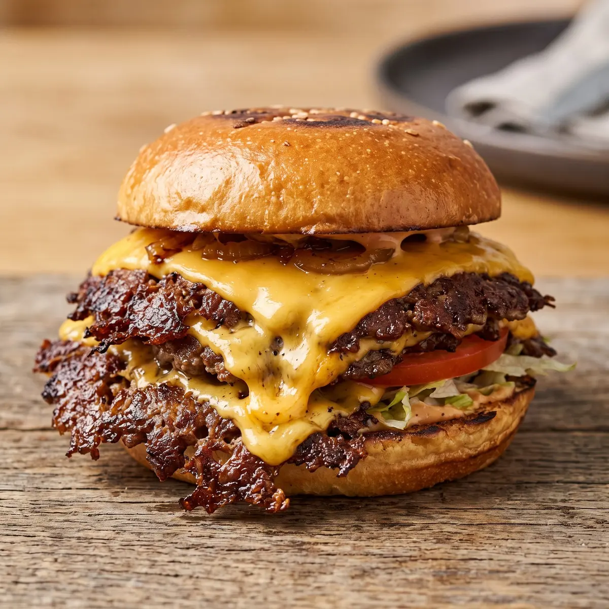 A close-up detail of Smash Burgers