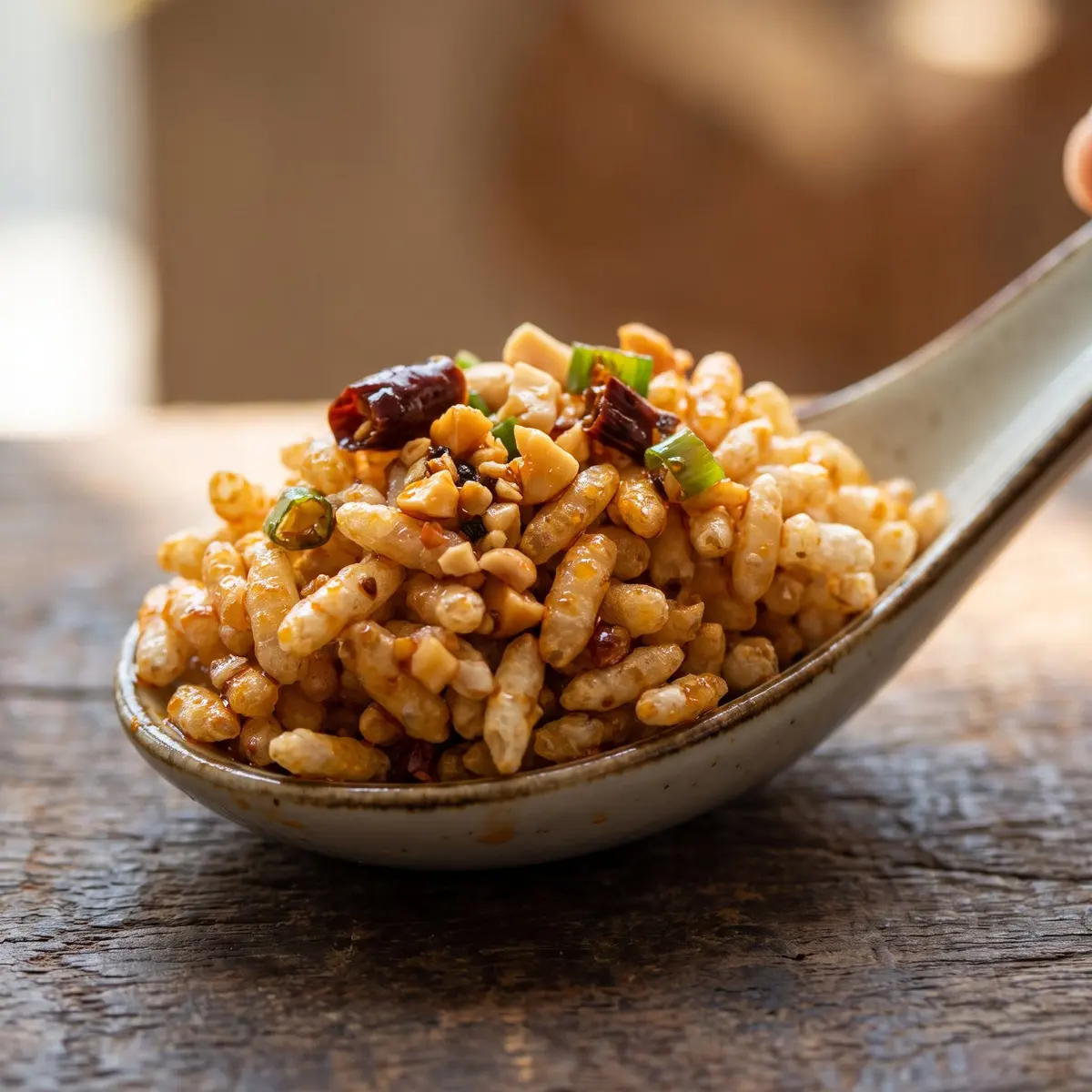 A close-up detail of Loaded Crispy Rice