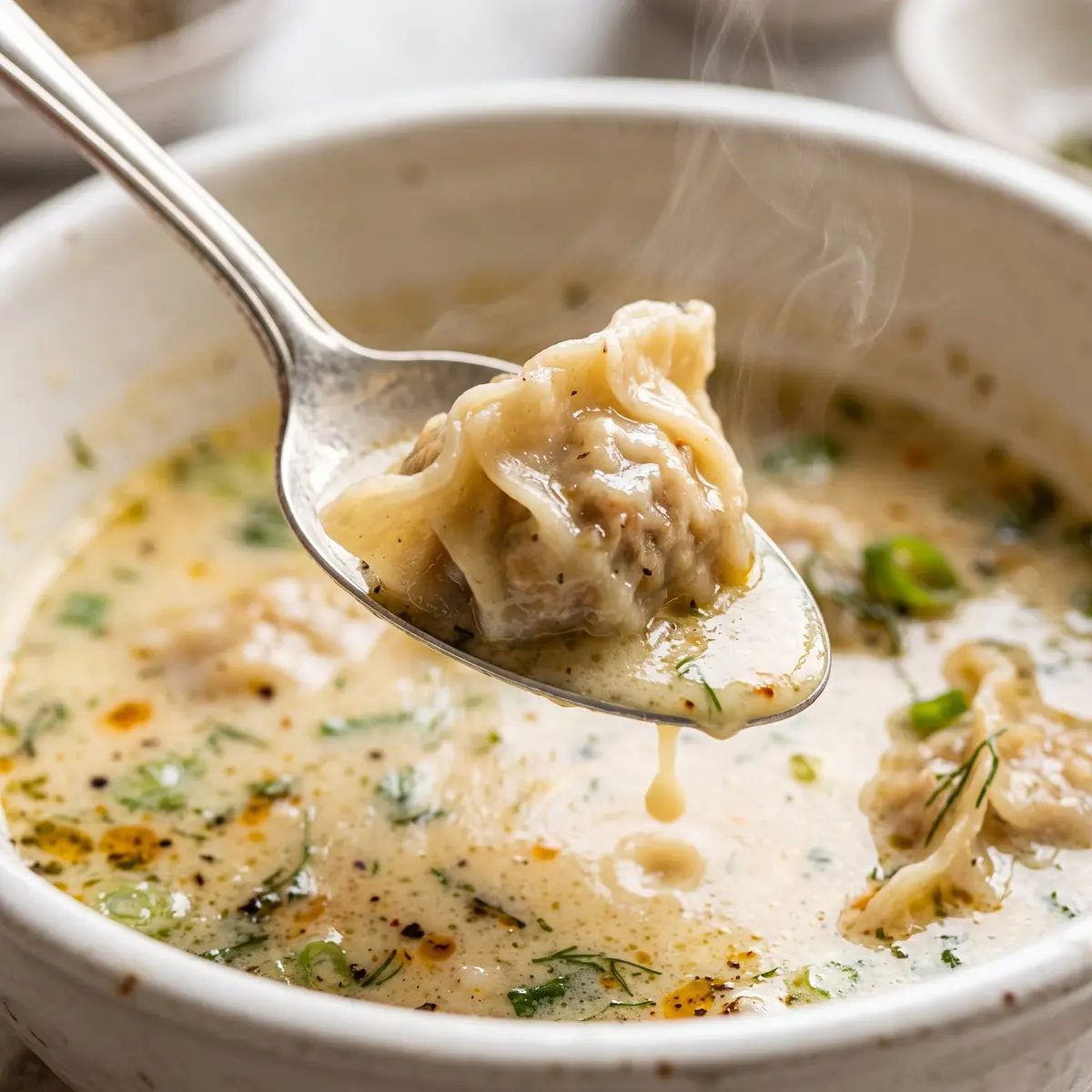 A close-up detail of Old-Fashioned Chicken and Dumplings