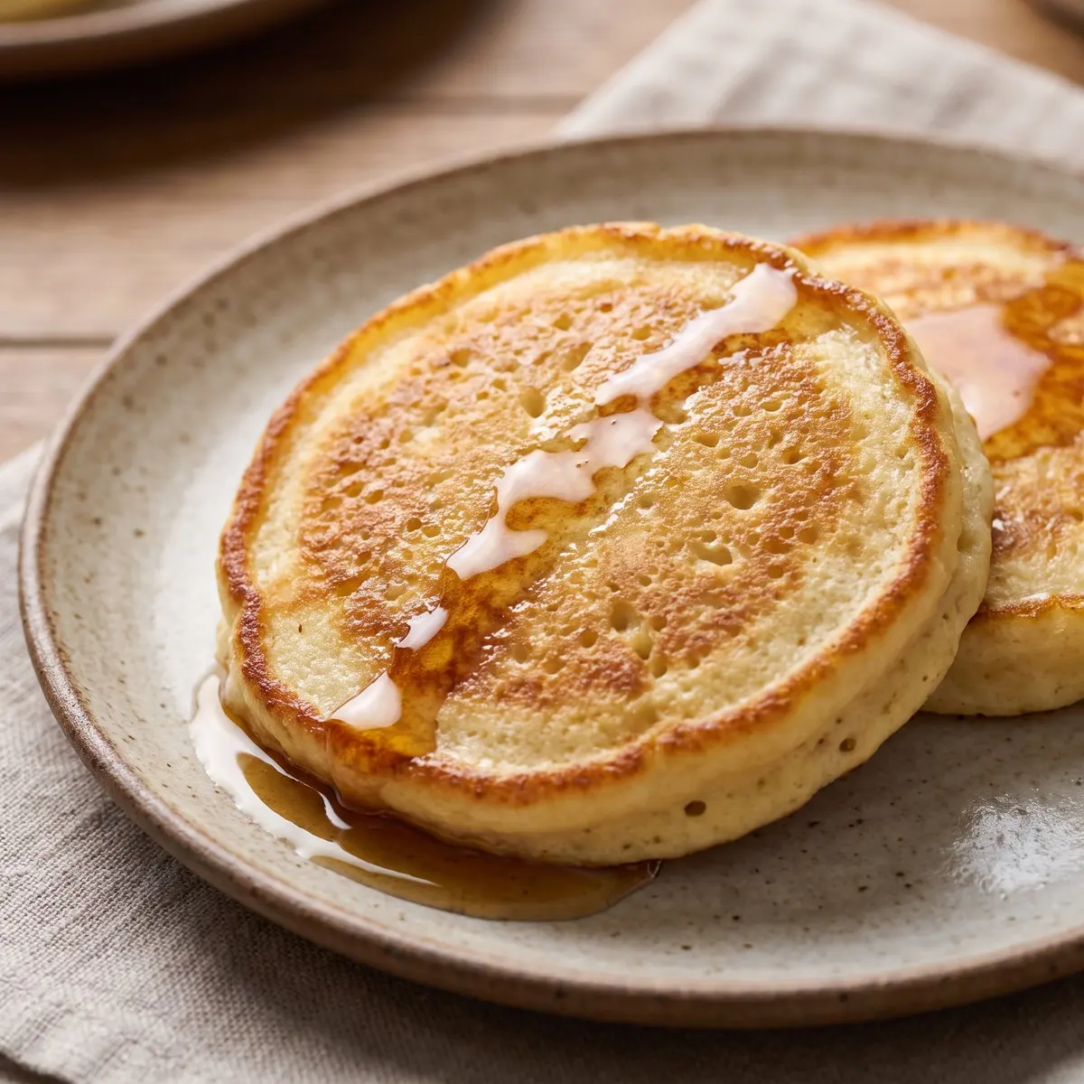 A close-up detail of Cottage Cheese Pancakes