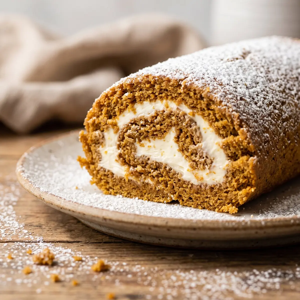 A close-up detail of Pumpkin Roll