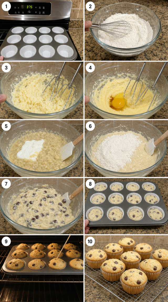 Fluffy Banana Muffins Bursting With Chocolate Chips ingredients