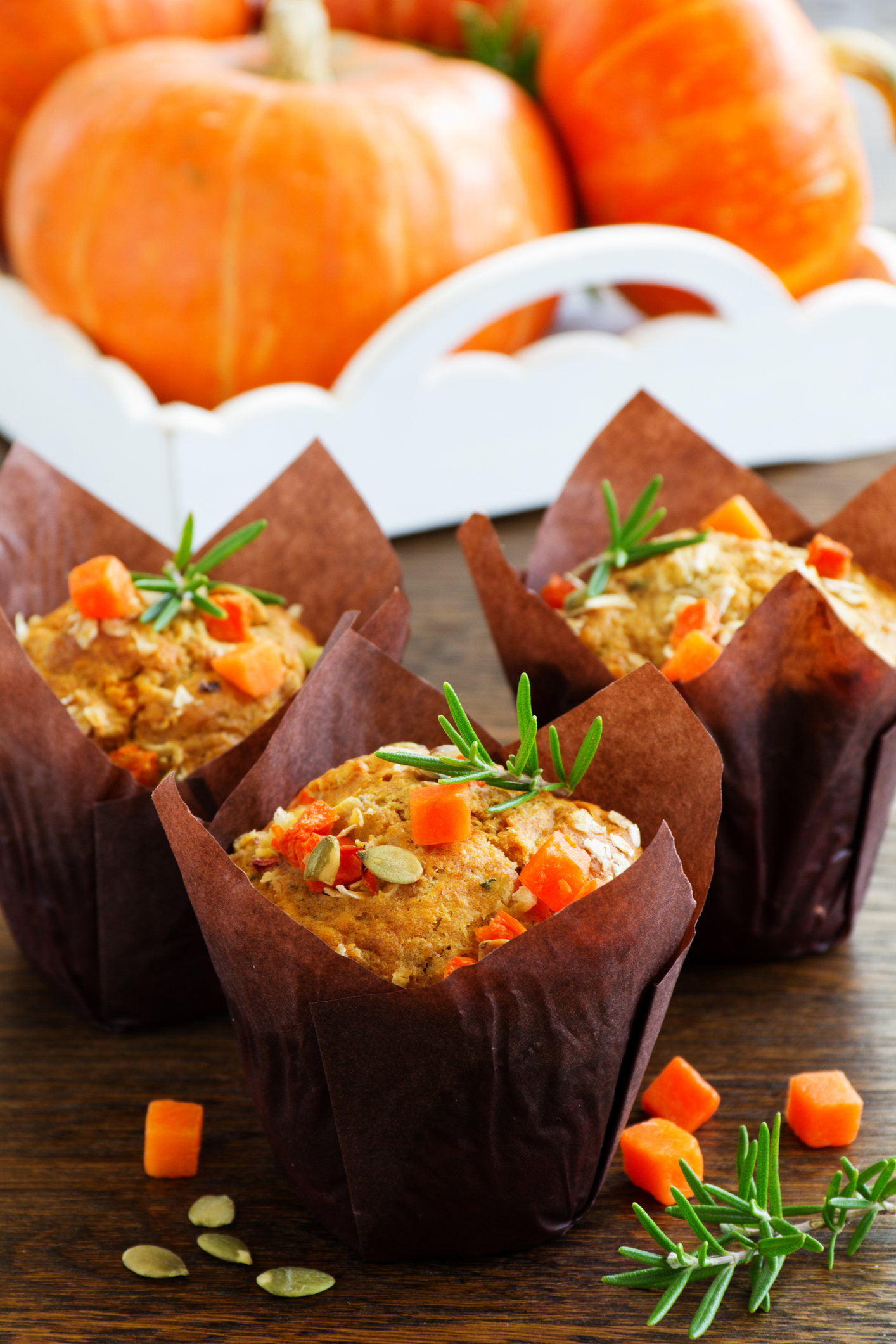 Easy Pumpkin Rosemary Muffins with Crunchy Seeds