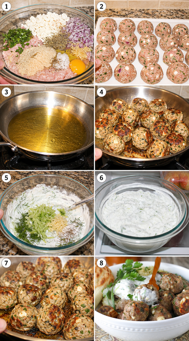 Mediterranean Turkey Meatballs With Creamy Tzatziki ingredients