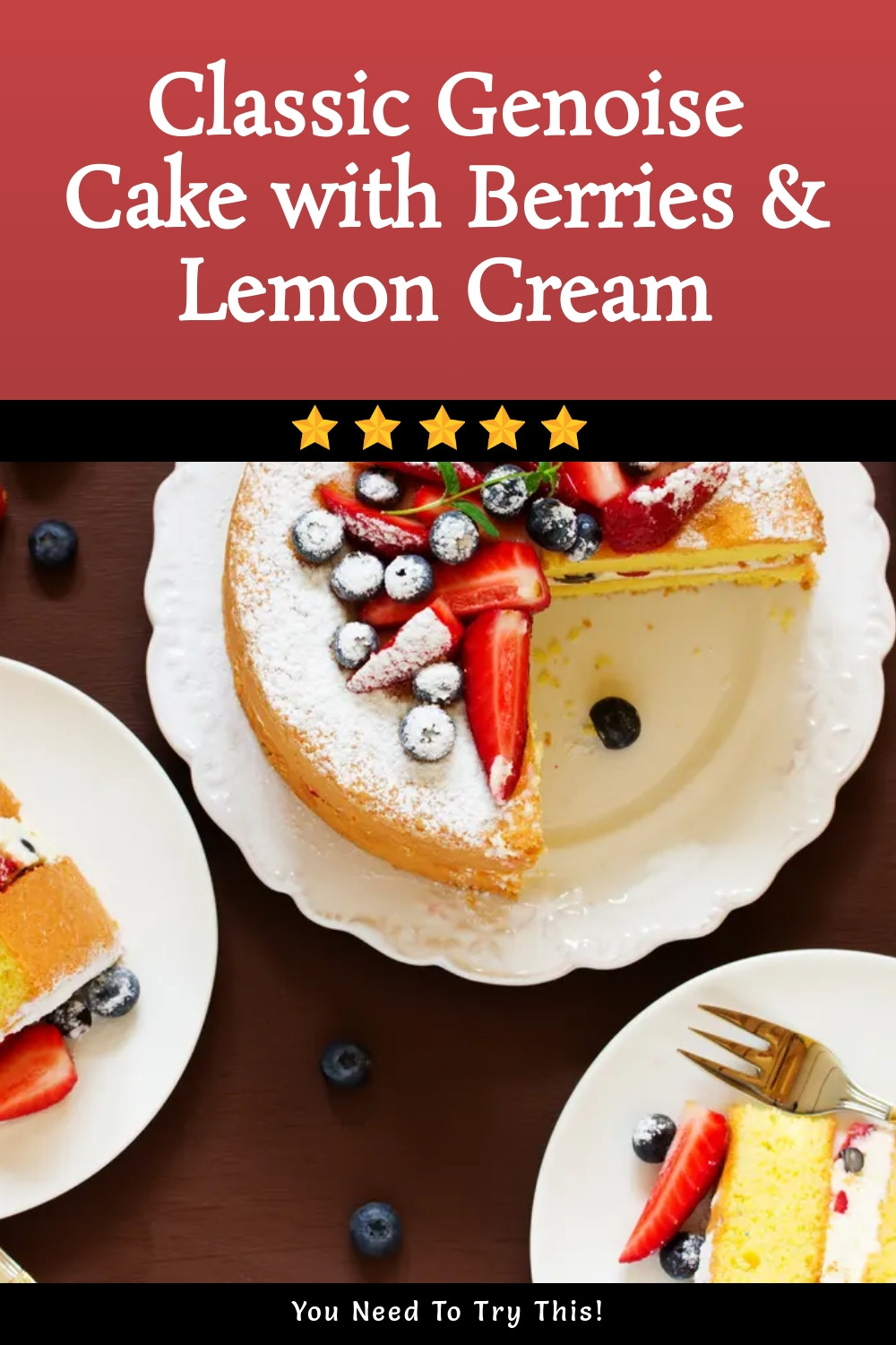 Classic Genoise Cake with Berries and Lemon Cream ingredients