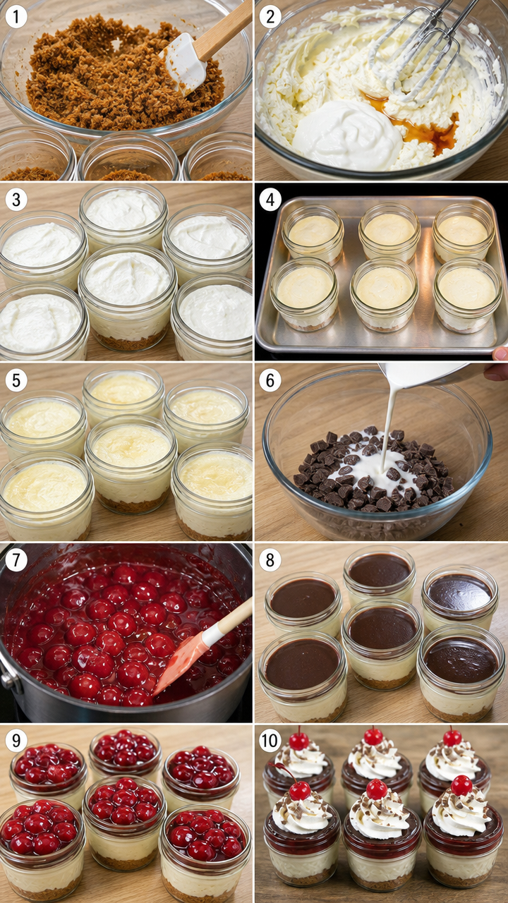 Dark Cherry Chocolate Cheesecake Jars Bliss ingredients
