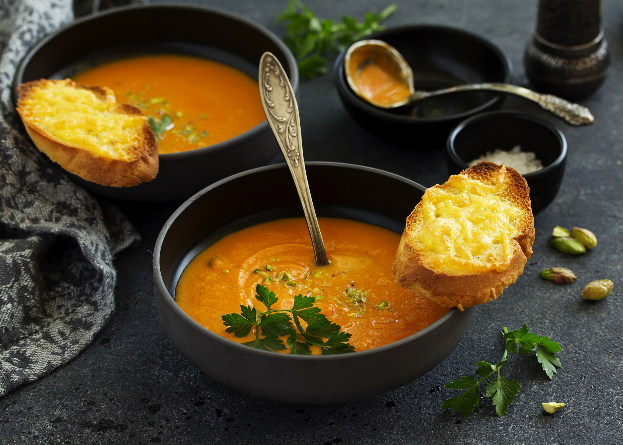 Spiced Pumpkin Bisque with Toasted Seed Crunch