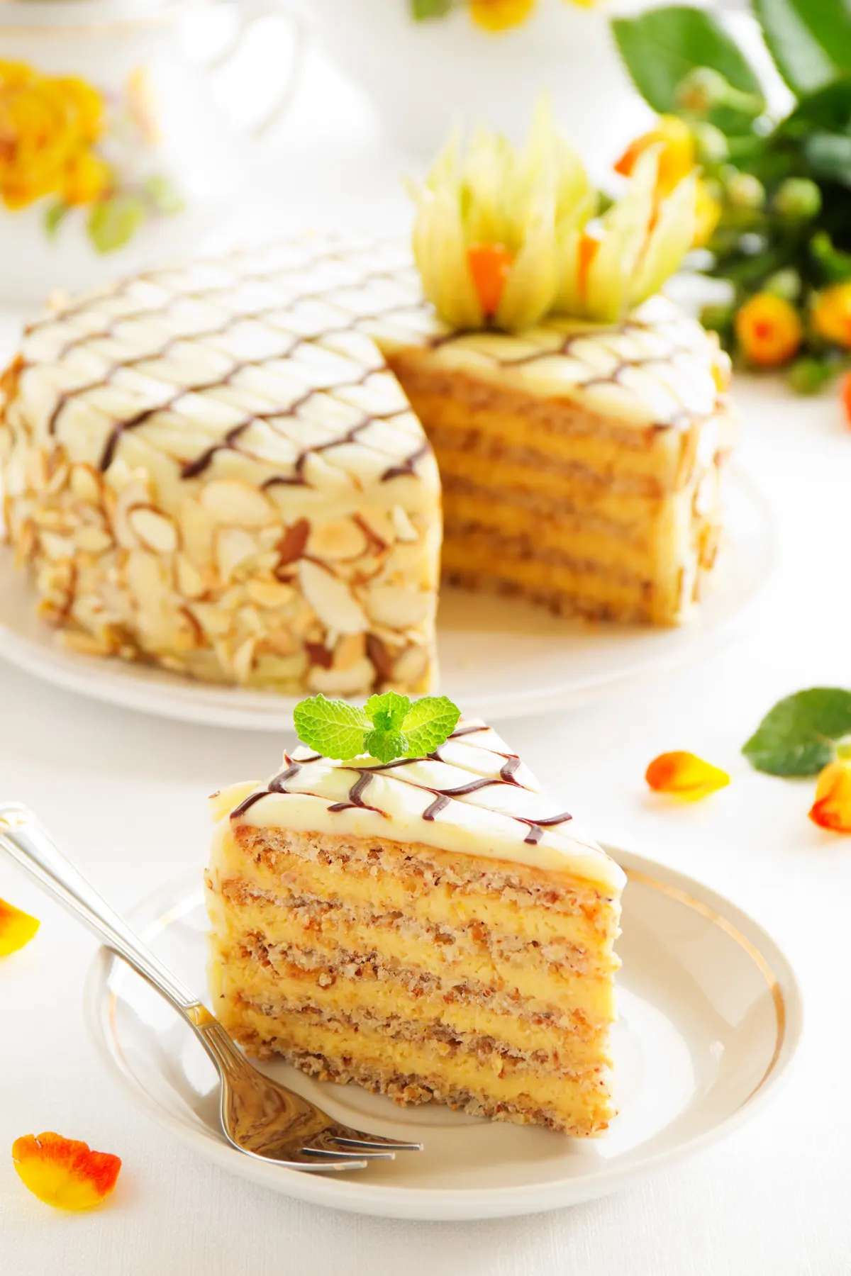 Almond Marzipan Cake with Tangy Golden Berries
