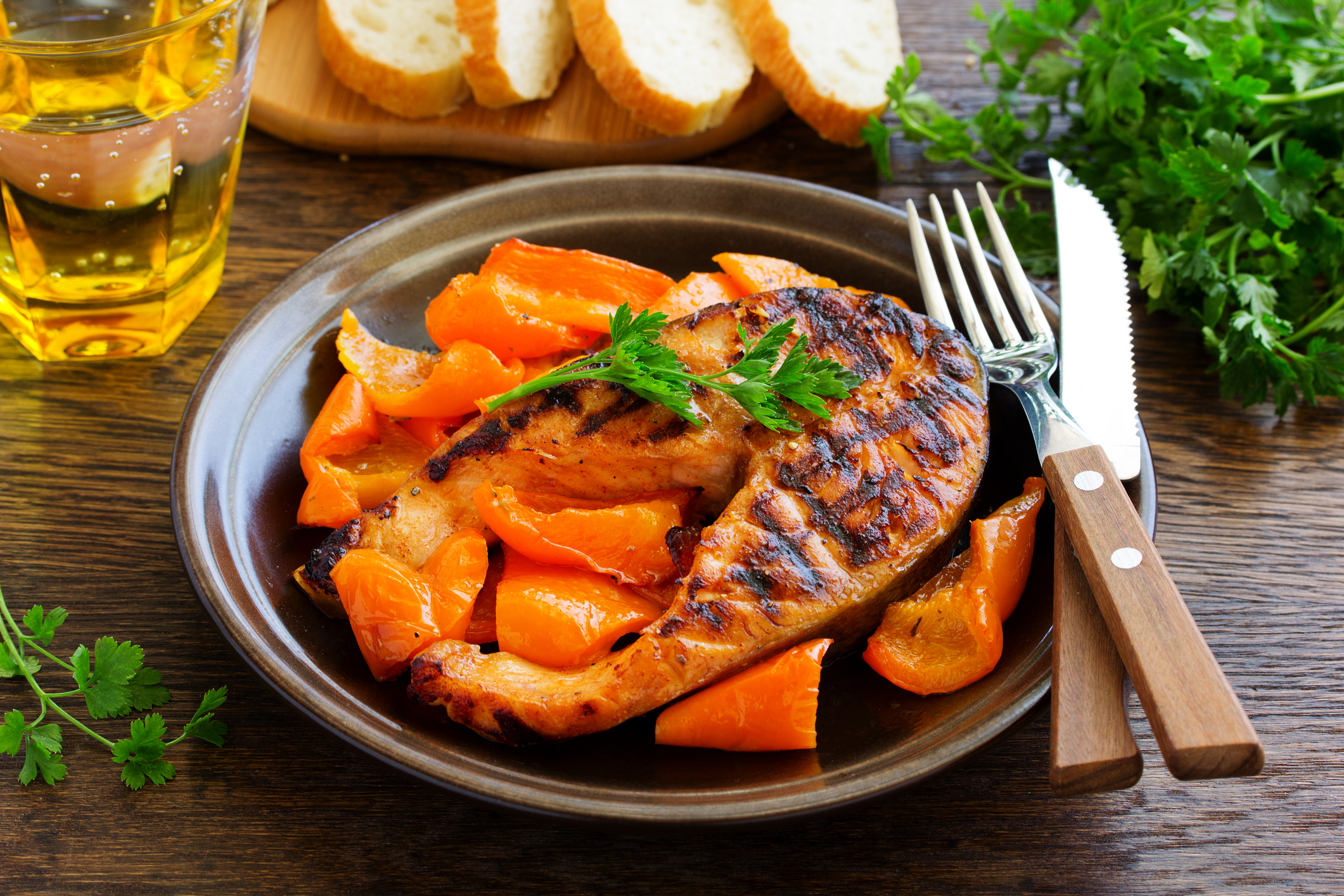 Grilled Salmon Glazed in Soy Sauce with Vegetables