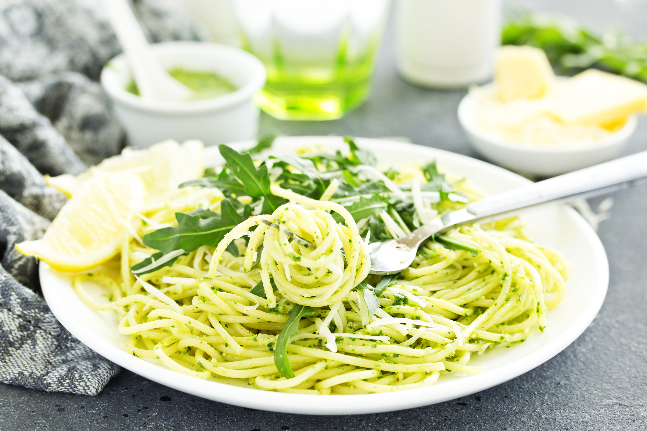 Fresh Arugula Pesto Spaghetti Simple Weeknight Dinner