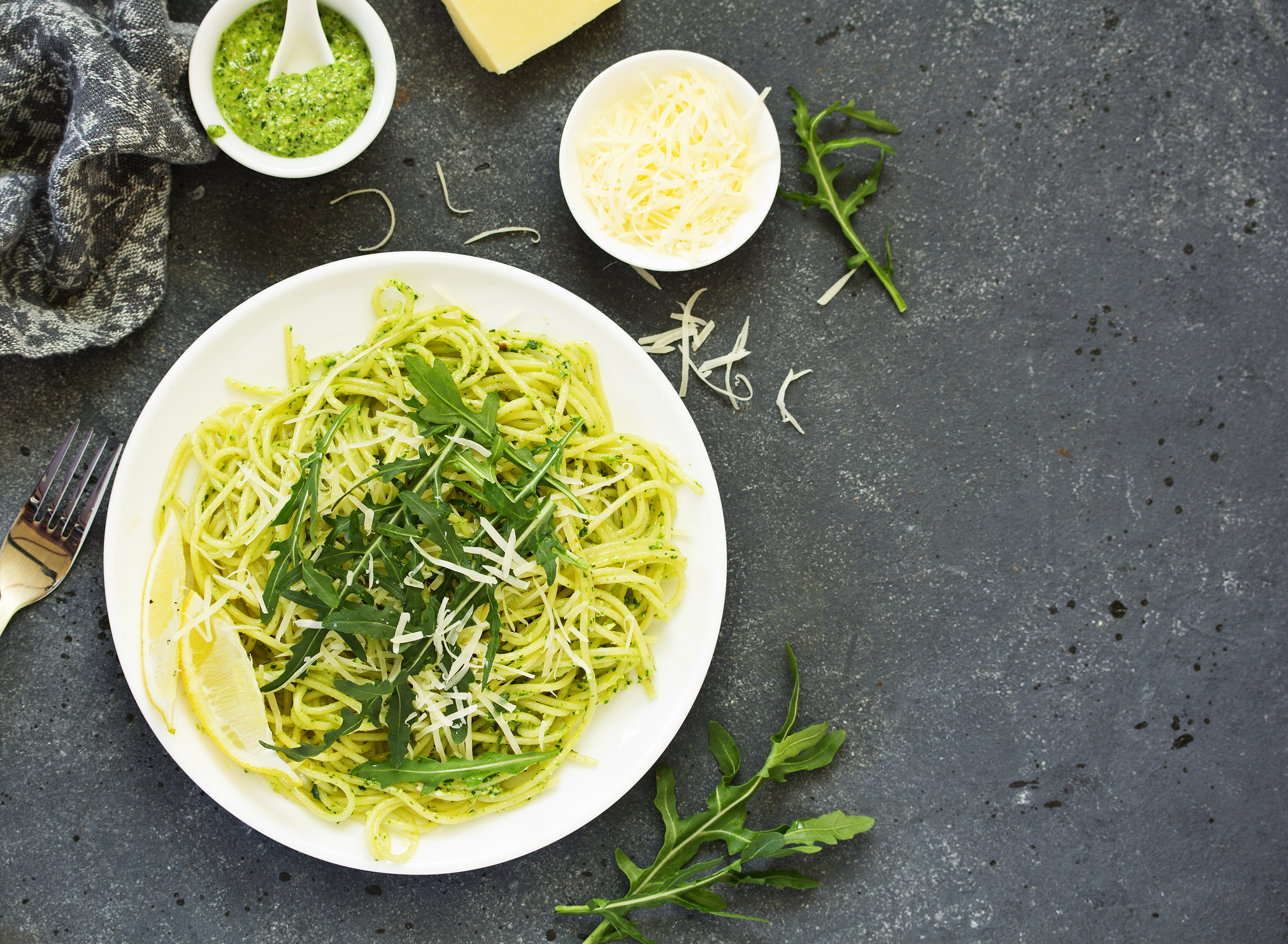 Fresh Arugula Pesto Spaghetti Simple Weeknight Dinner