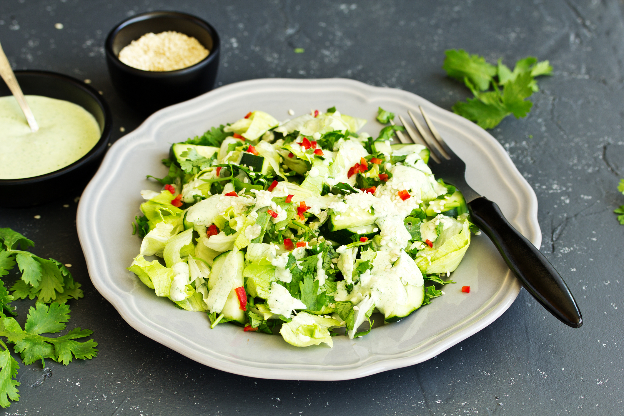 Crunchy Garden Greens With Creamy Yogurt Dressing