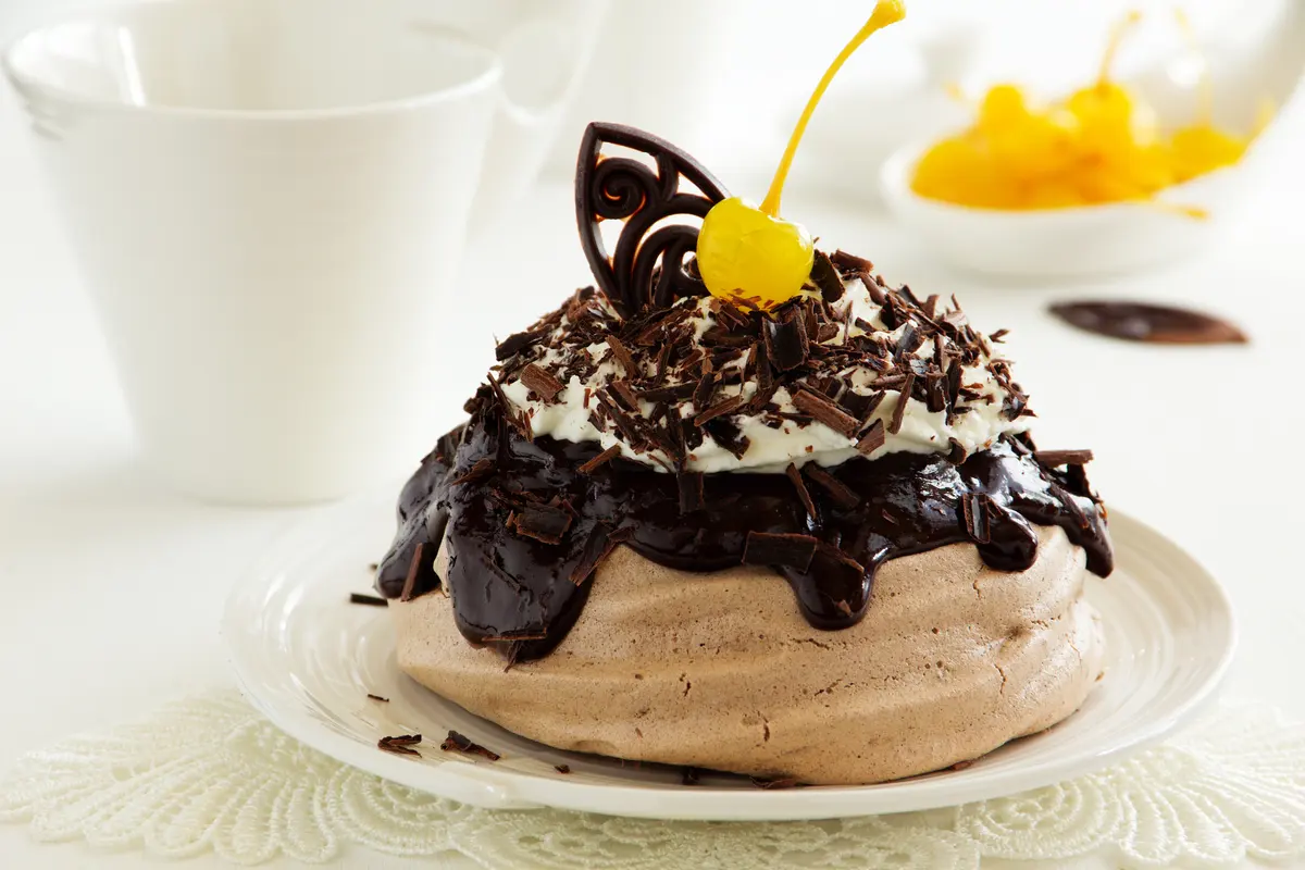 Rich Chocolate Cake Pavlova with Crispy Meringue
