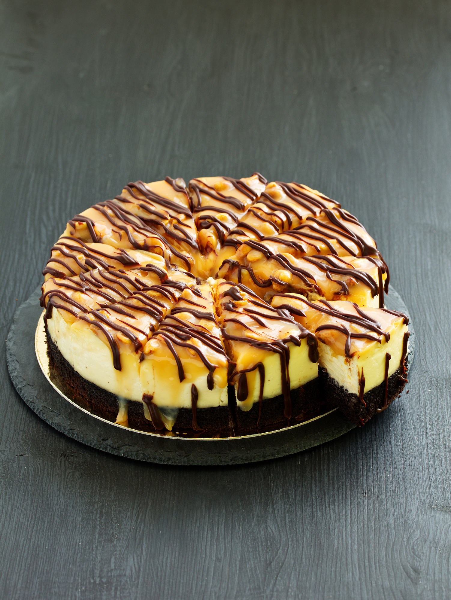 Perfect Caramel Cheesecake with Nuts and Chocolate